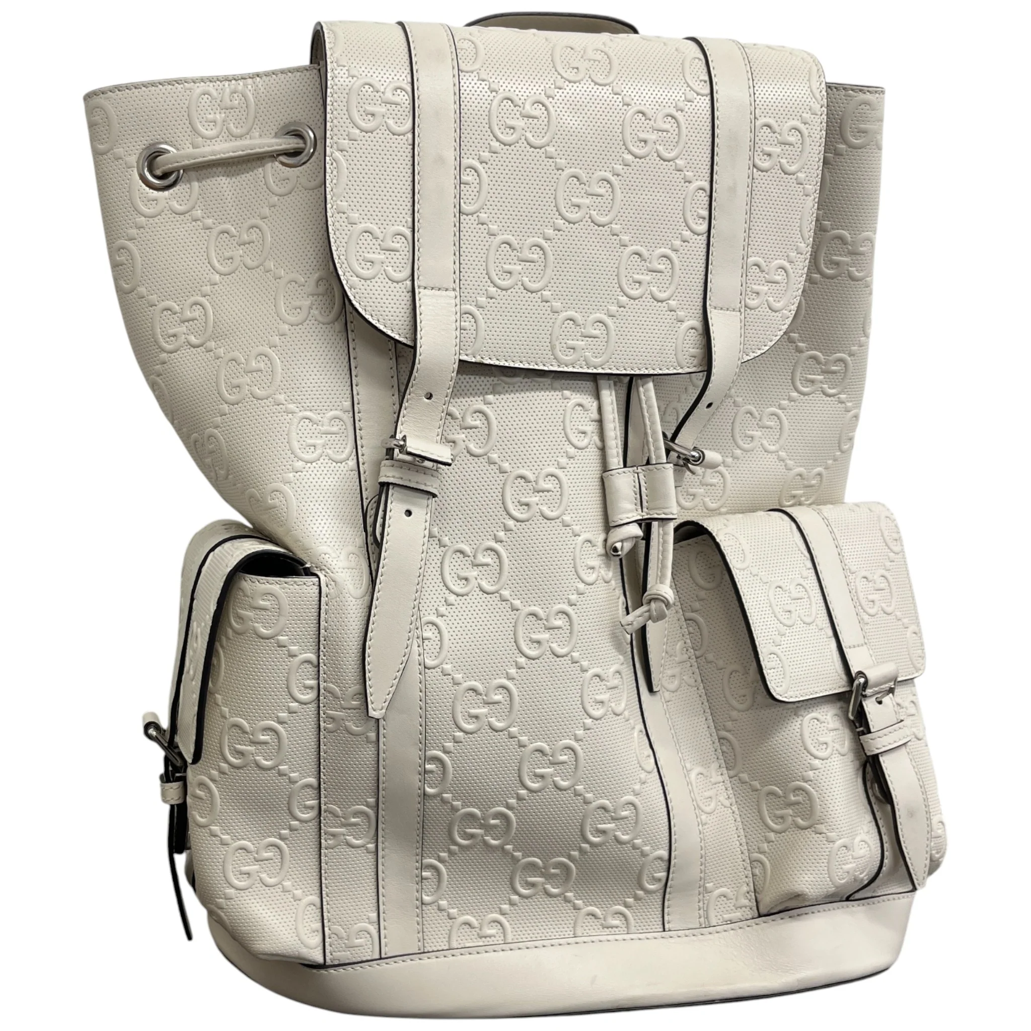 Jumbo Gg Embossed Backpack Cream - Image 4
