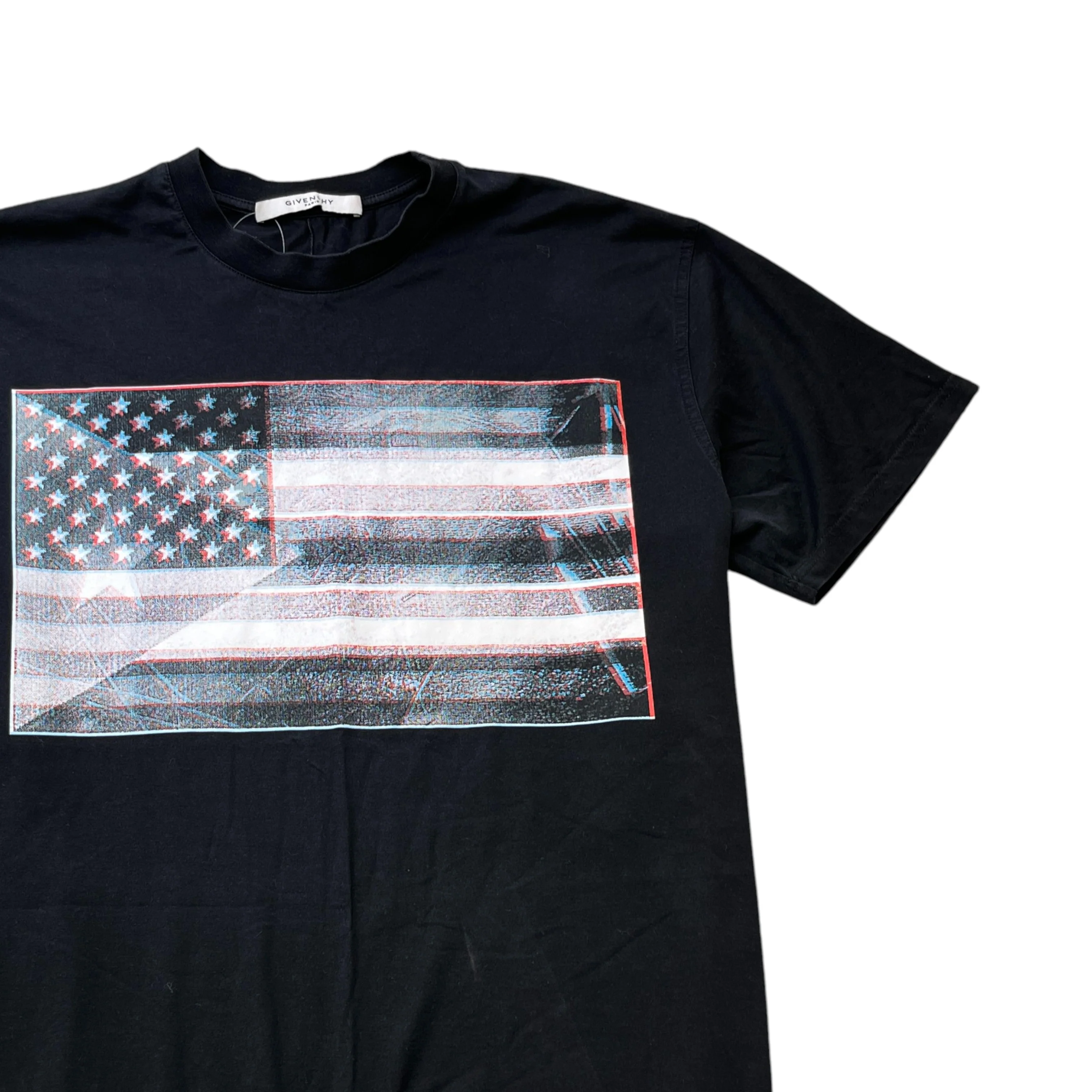Men's 3D Usa Flag Print T-Shirt Black Size XS - Image 3