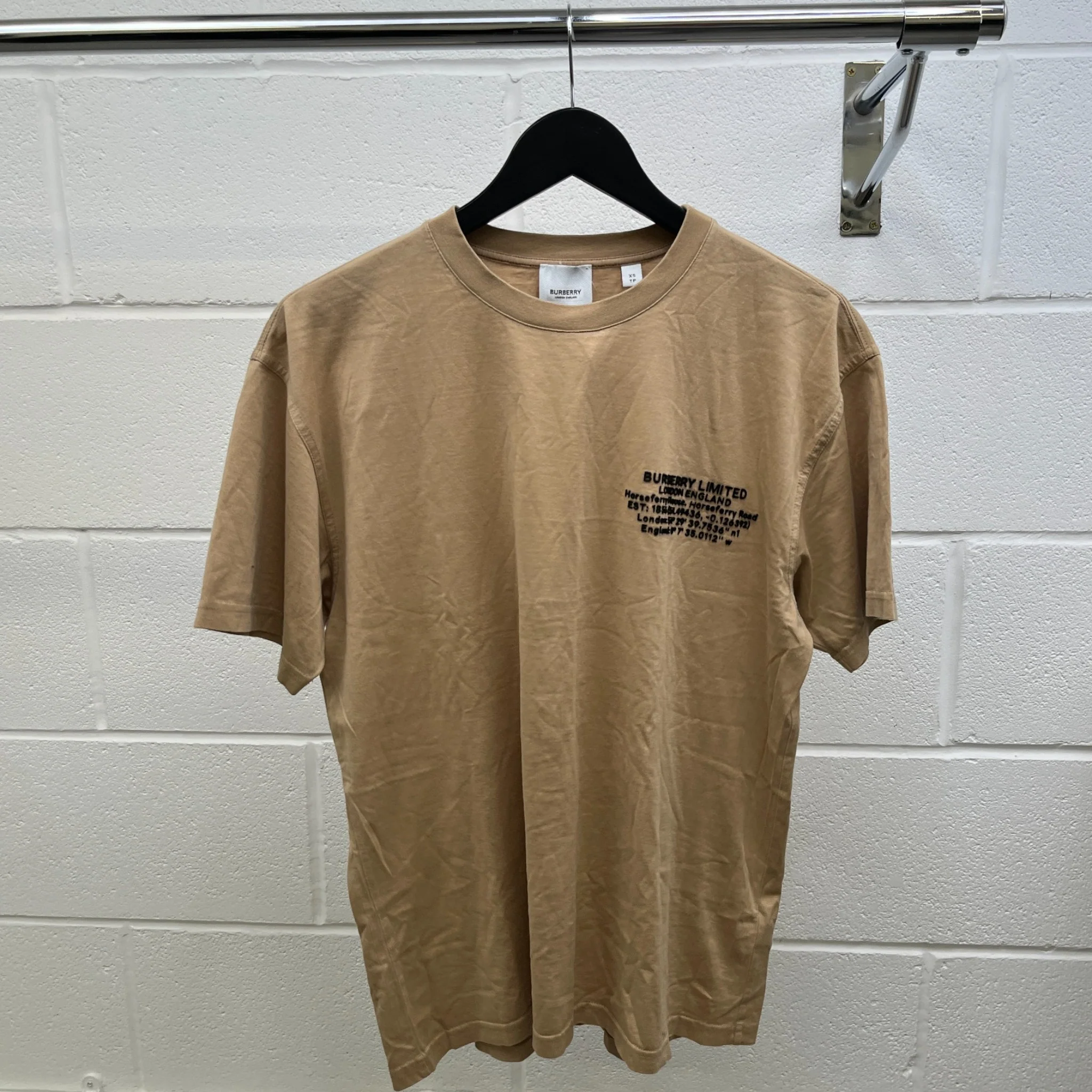 Men's Abel Coordinates Logo T-Shirt Beige Size XS - Image 8