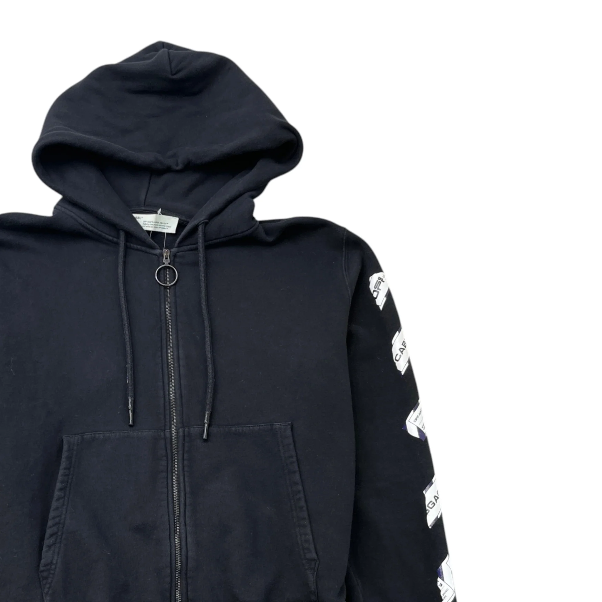 Men's Airport Tape Arrow Zip Up Hoodie Black Size XL - Image 3