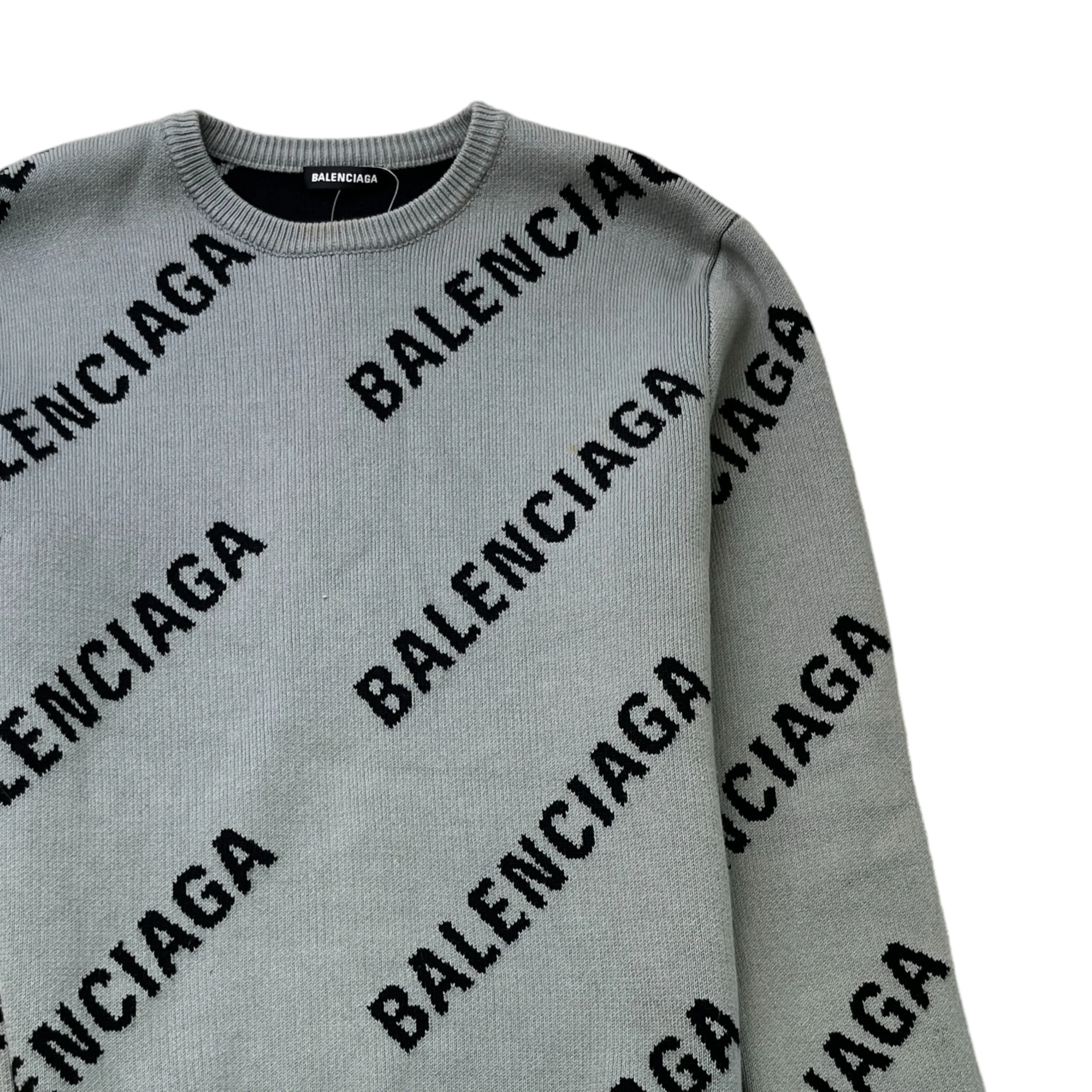 Men's All-Over Logo Sweatshirt Grey Size M - Image 3