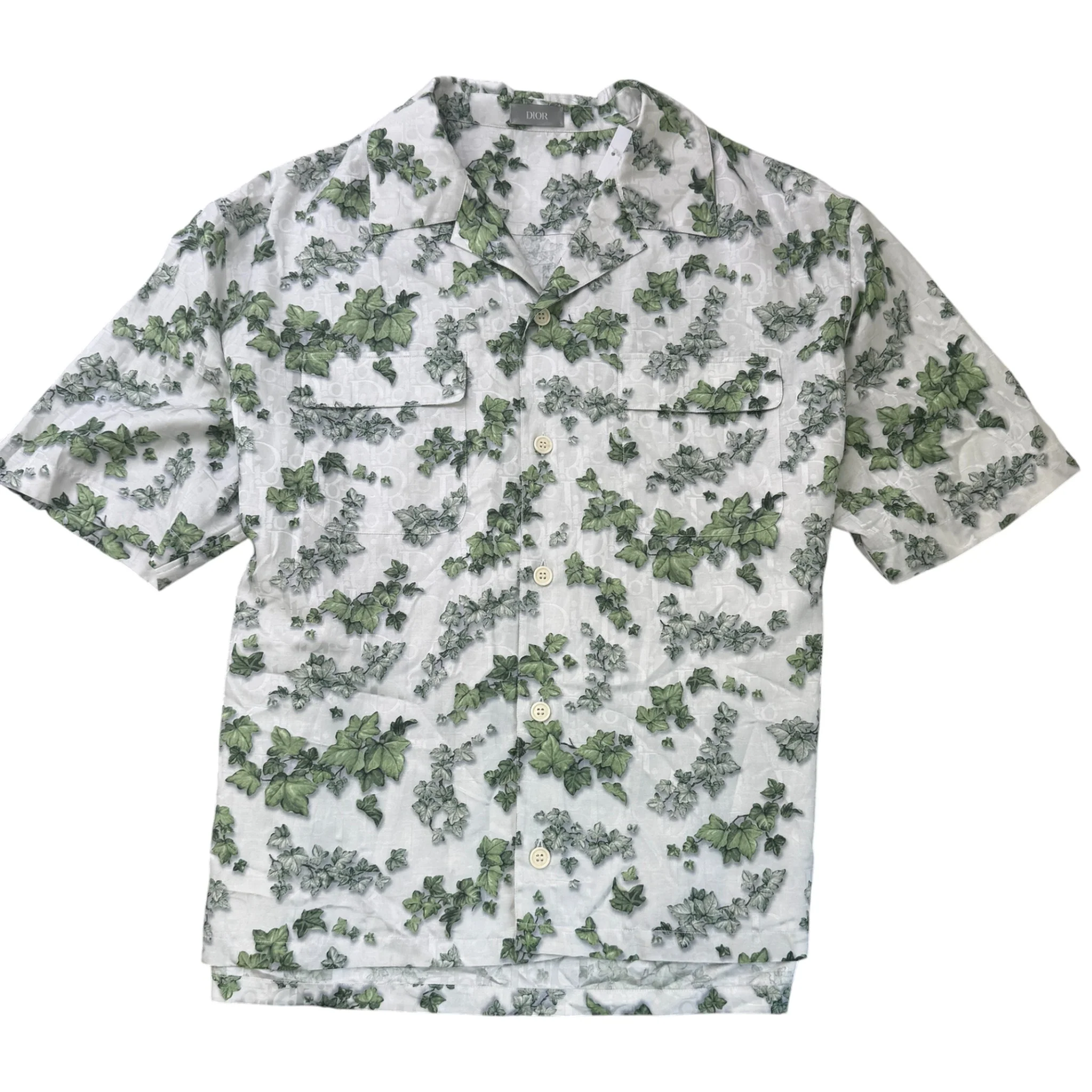 Men's Amoako Boafo Oblique Leaf Short Sleeve Shirt Grey Size L