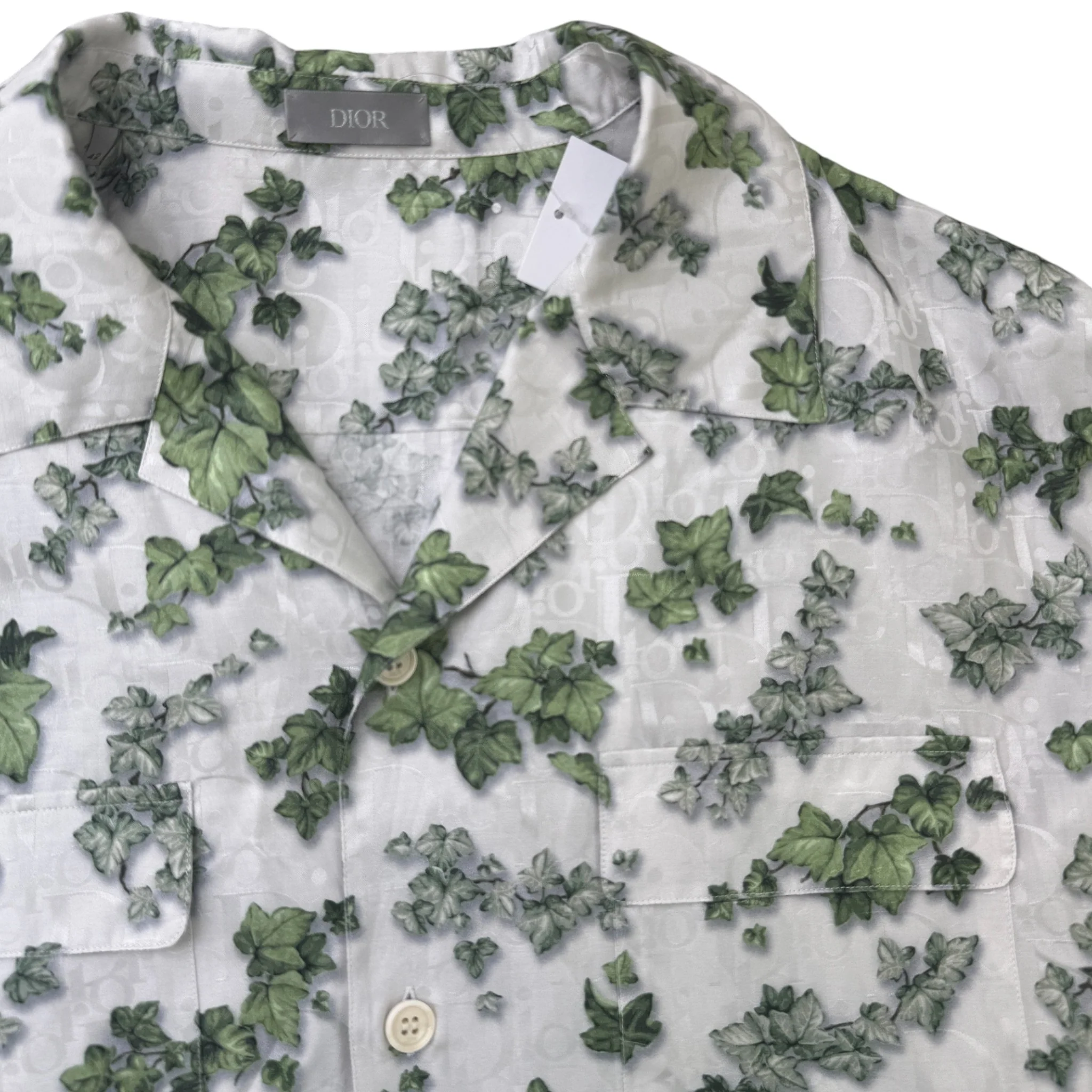 Men's Amoako Boafo Oblique Leaf Short Sleeve Shirt Grey Size L - Image 4