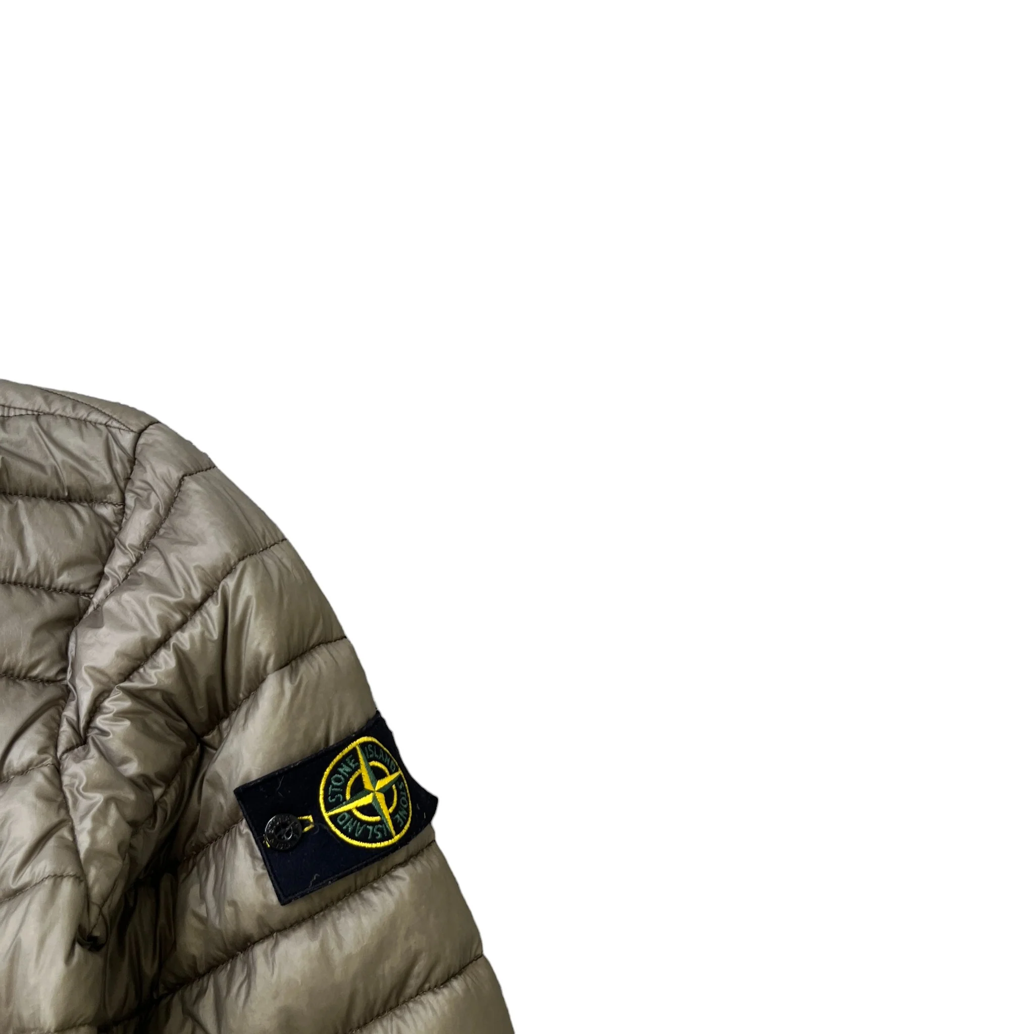Men's Applique Logo Down Jacket Khaki Size M - Image 5