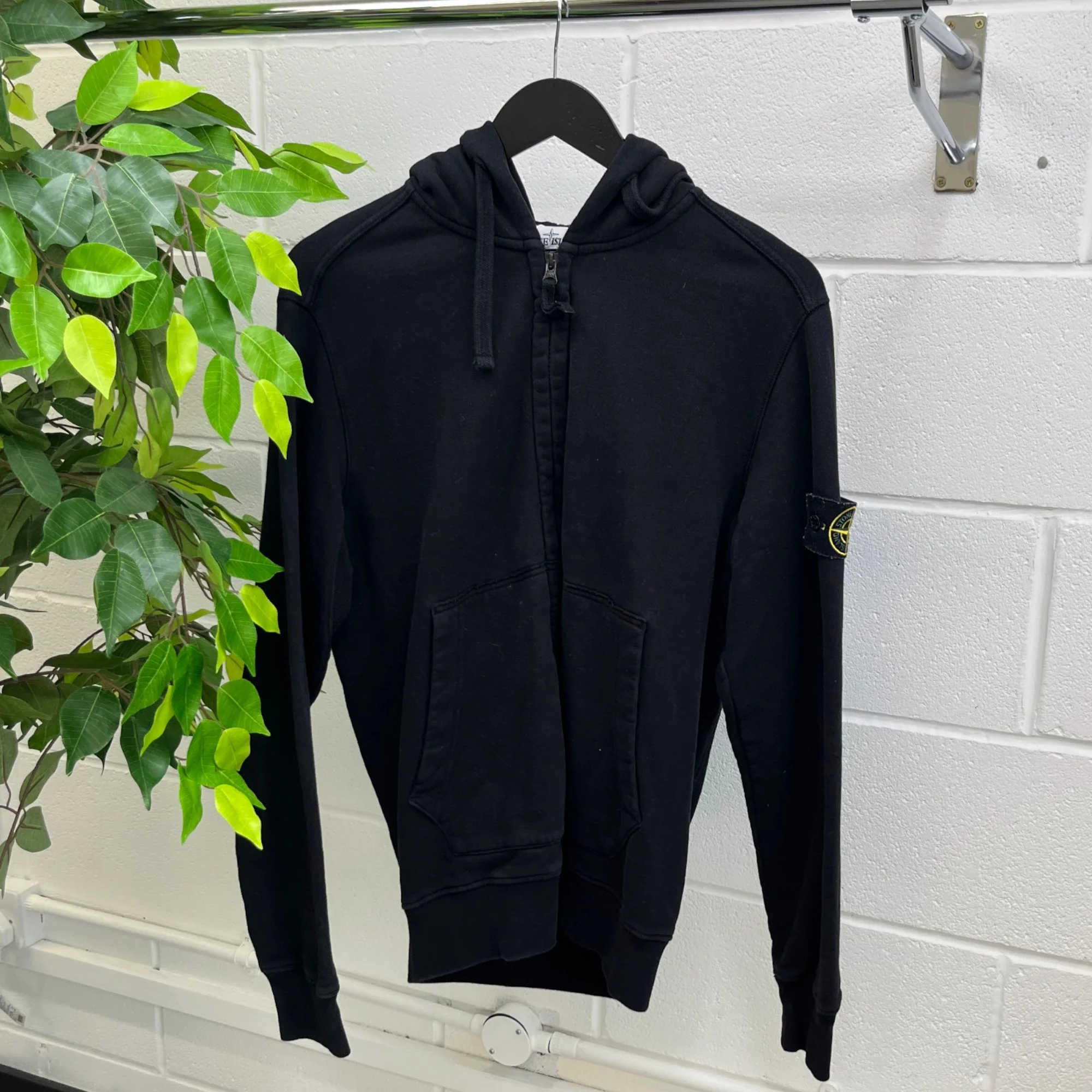 Men's Applique Logo Hoodie Black Size L - Image 7