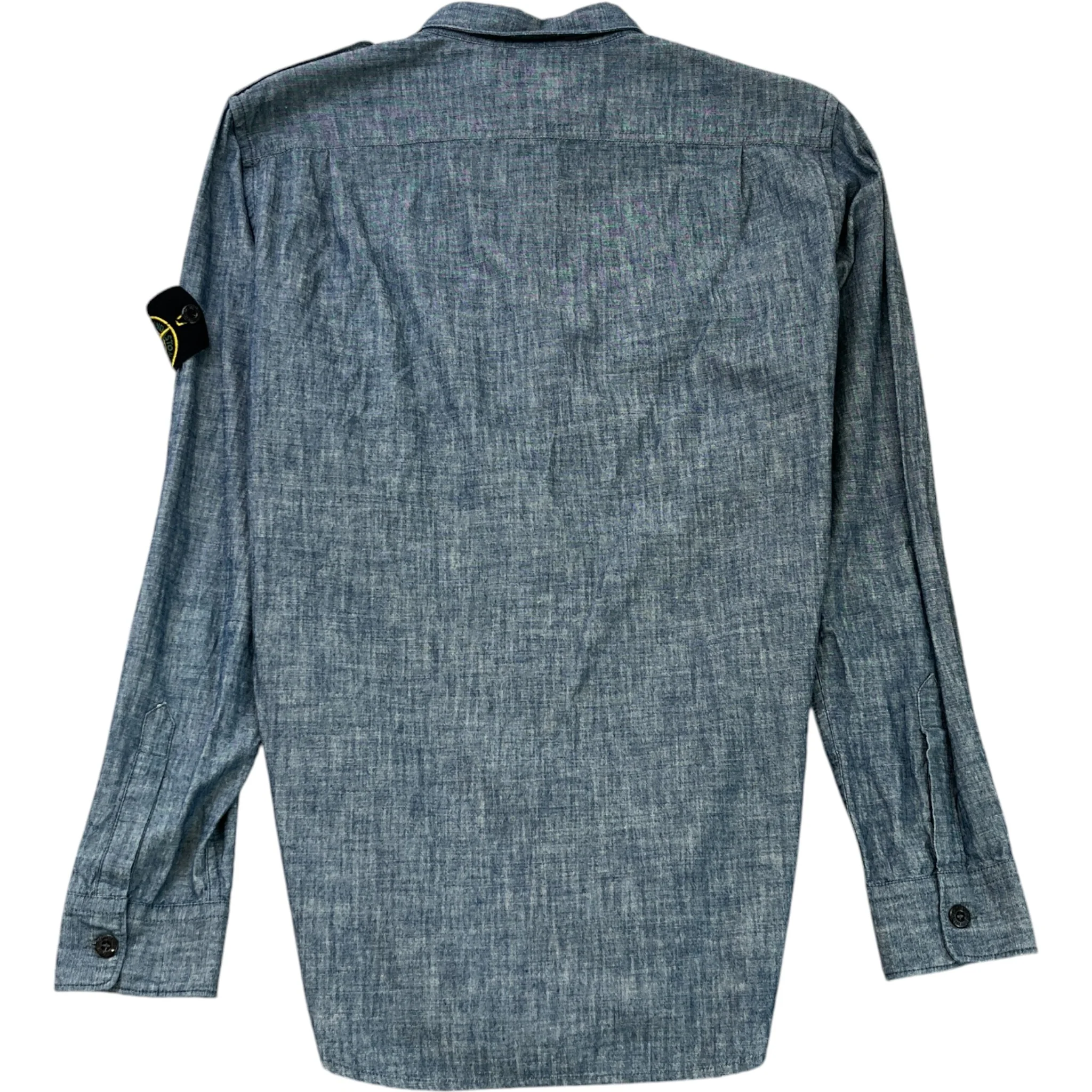 Men's Applique Logo Long Sleeve Shirt Blue Size M - Image 2
