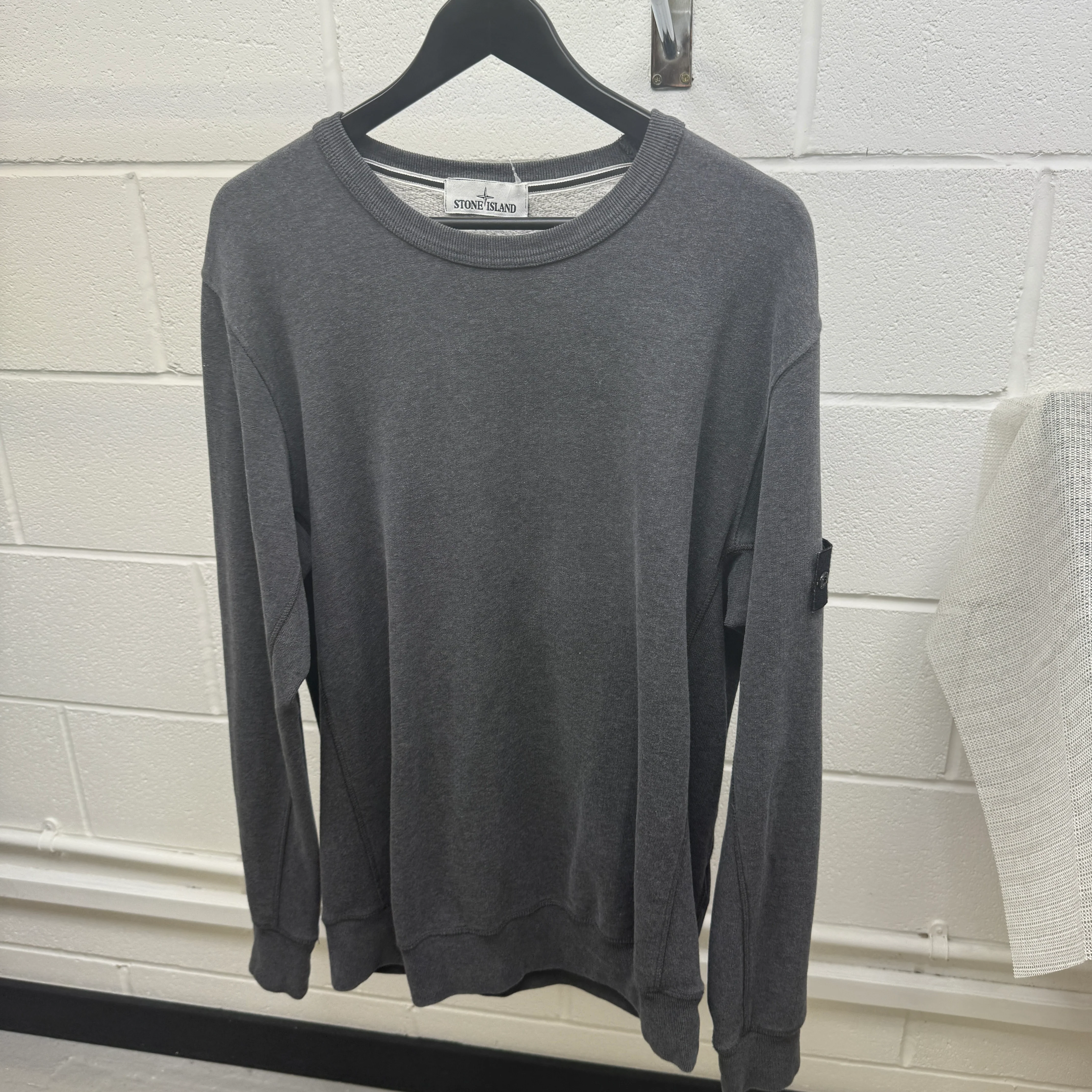 Men's Applique Logo Sweatshirt Grey Size XXL - Image 7