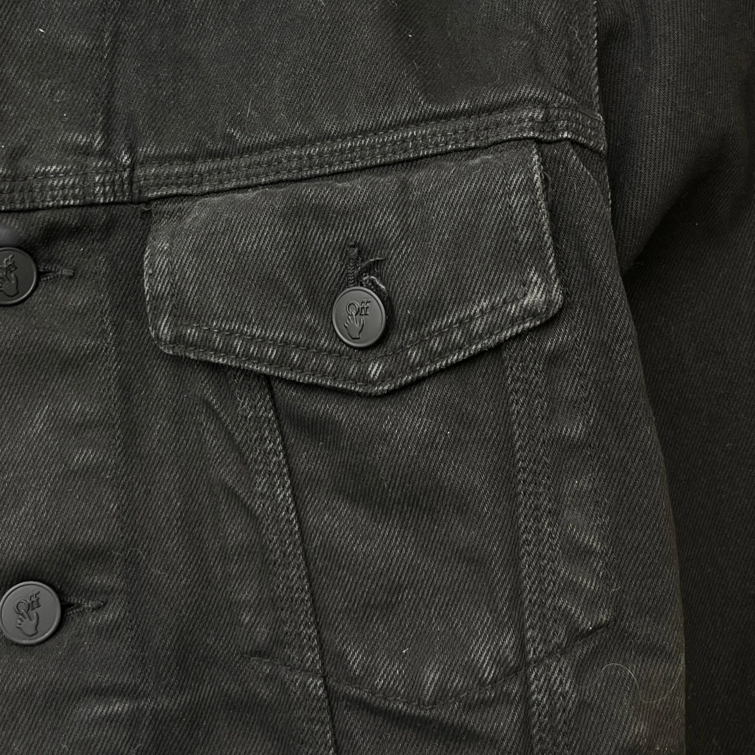 Men's Arrow Logo Denim Jacket Black Size XS - Image 5