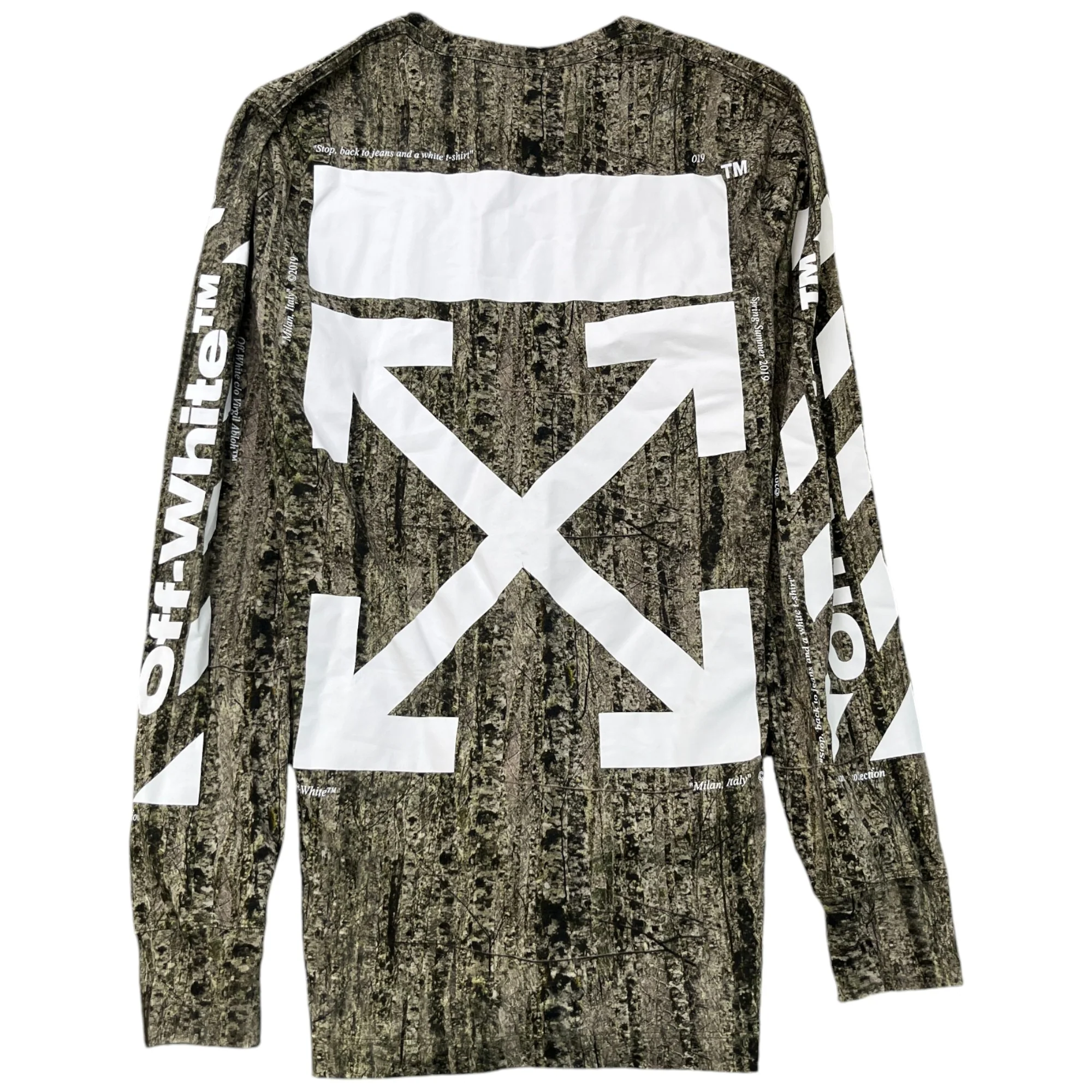 Men's Arrow Logo Long Sleeve T-Shirt Khaki Size M - Image 2
