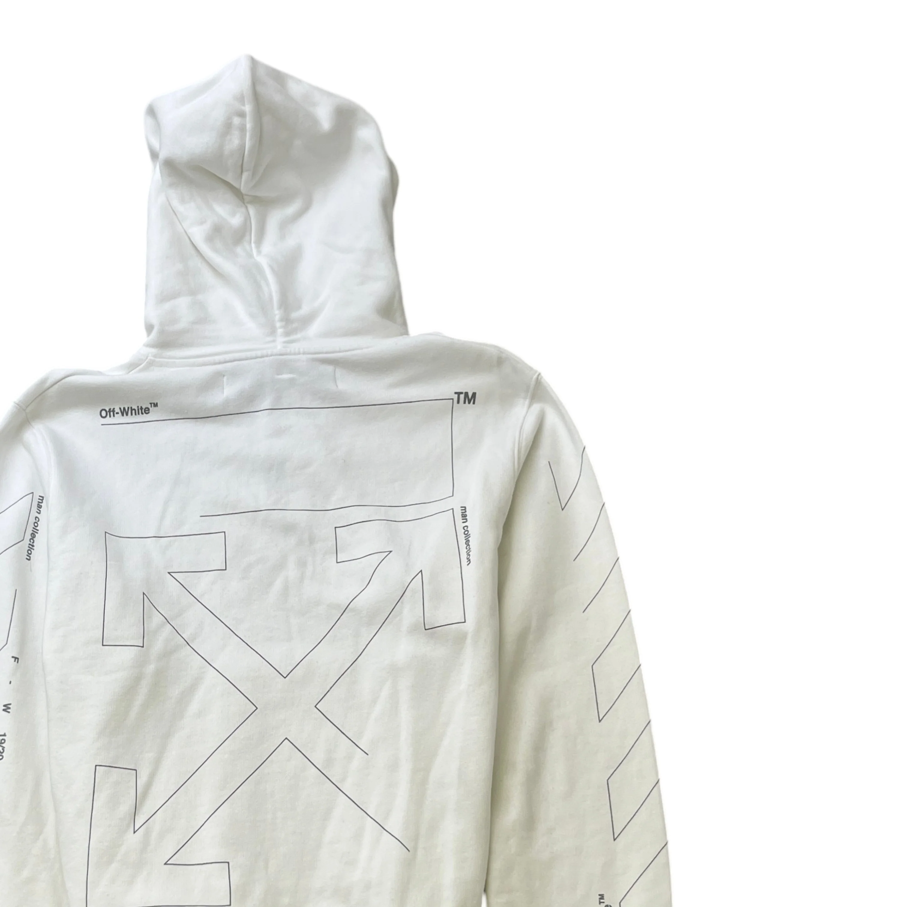 Men's Arrow Logo Print Hoodie White Size M - Image 4