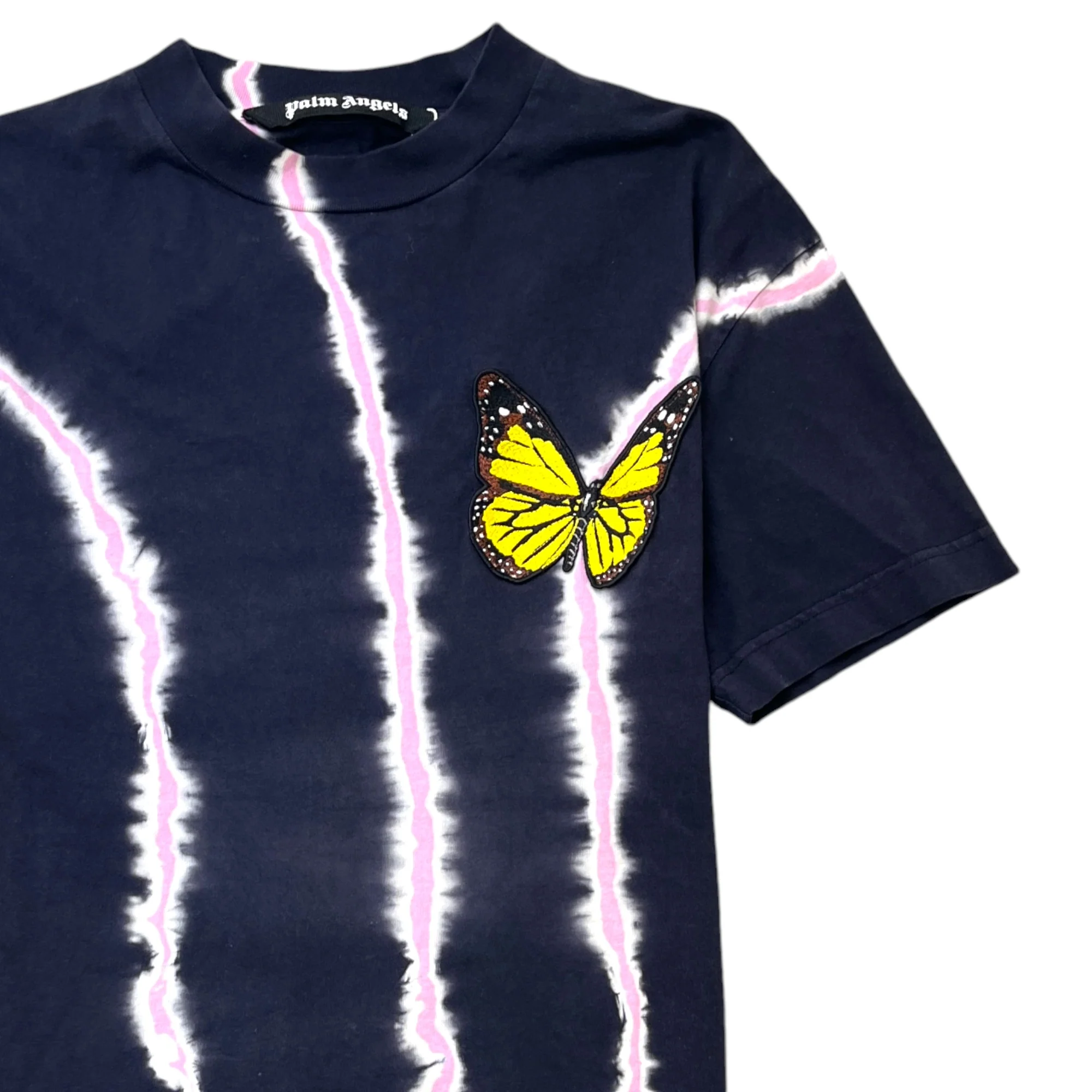 Men's Butterfly Tie-Dye T-Shirt Navy Size S - Image 3