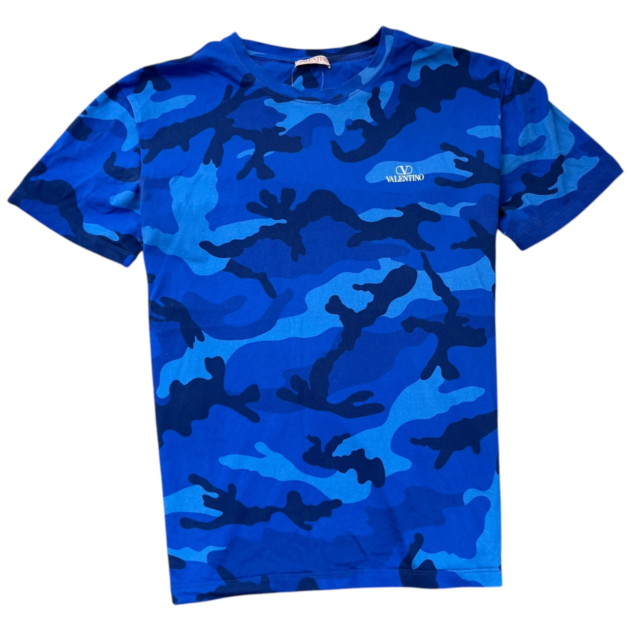 Men's Camouflage Print T-Shirt Blue Size XL