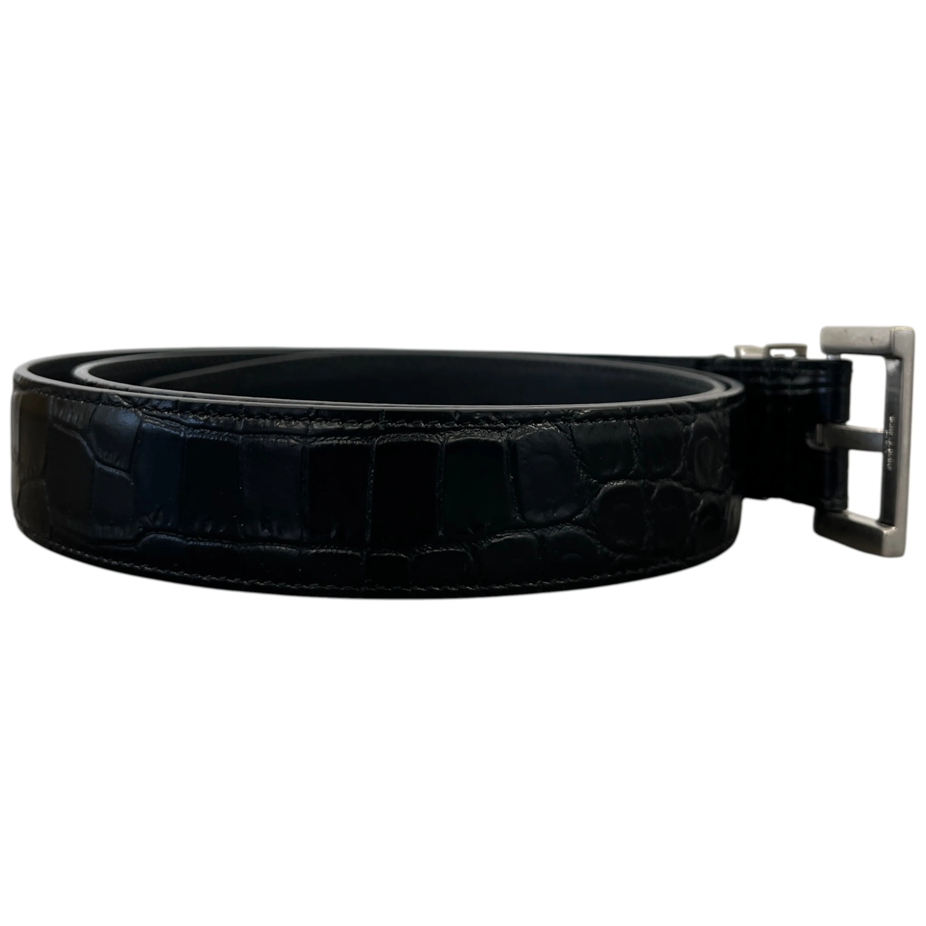 Men's Cassandre Crcodile Embossed Belt Black Size Waist 32" - Image 2