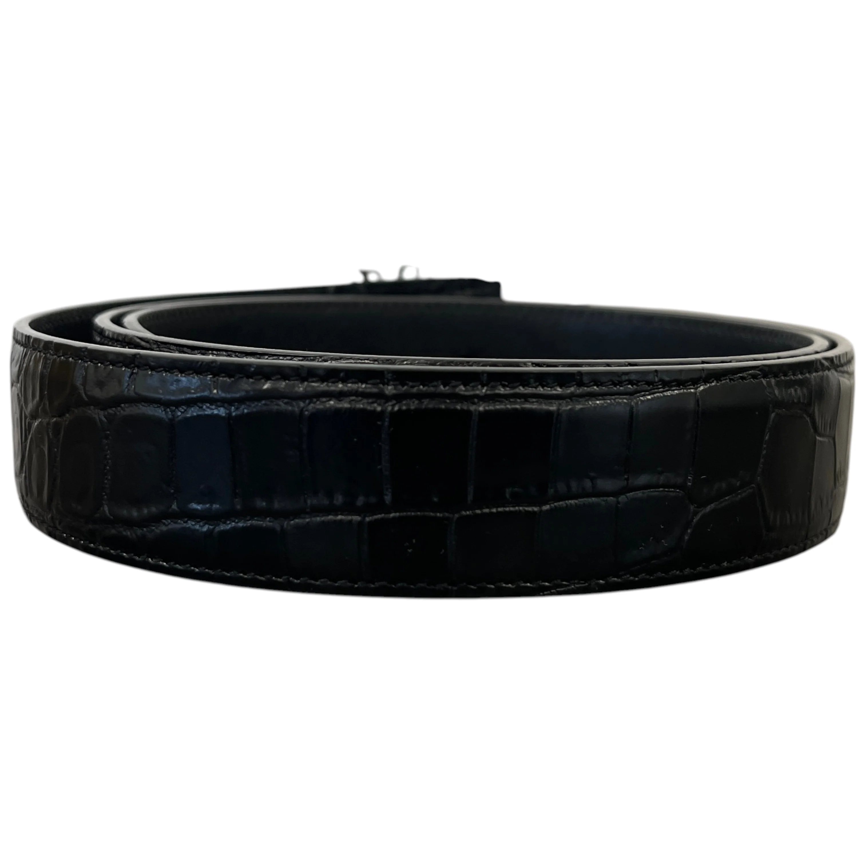 Men's Cassandre Crcodile Embossed Belt Black Size Waist 32" - Image 3