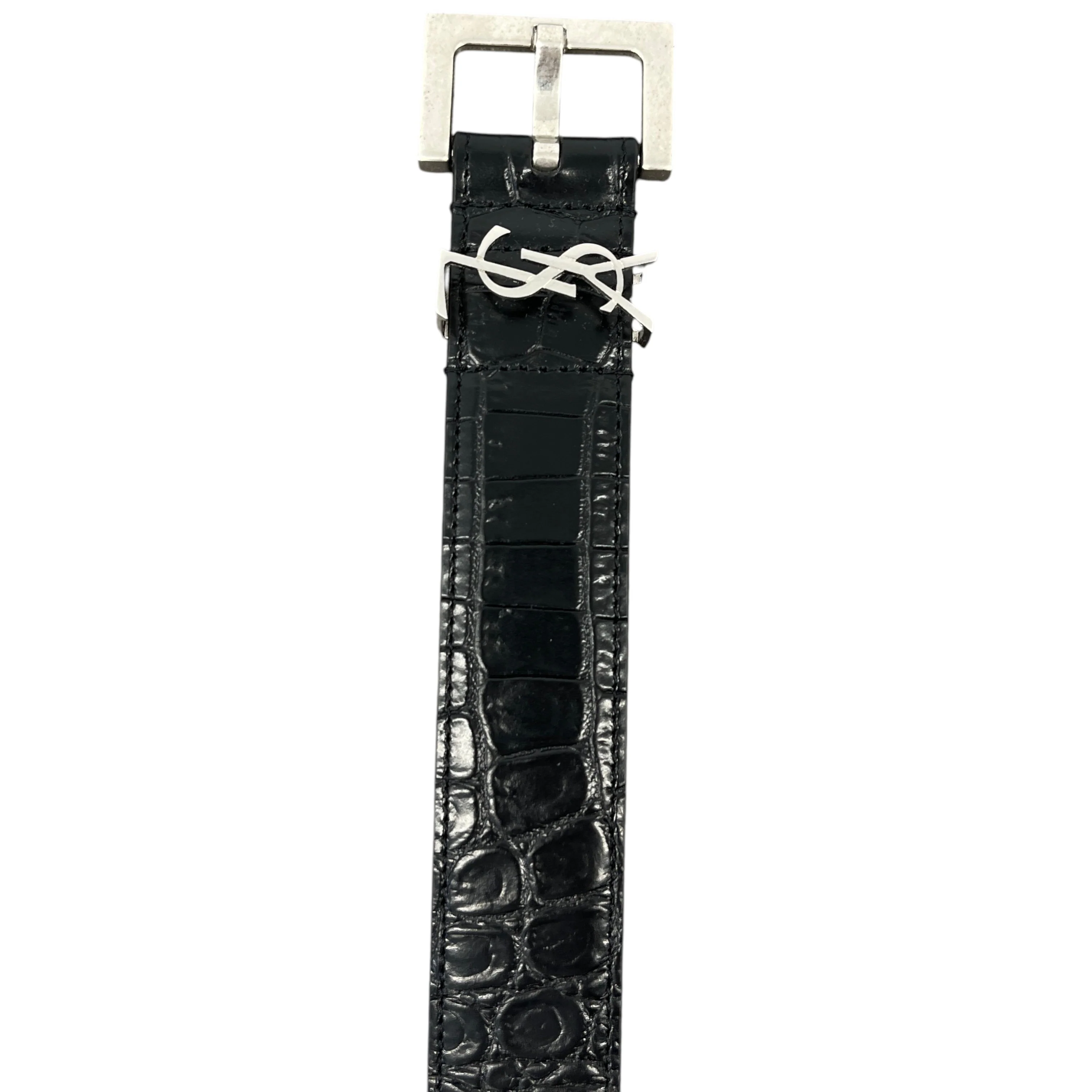 Men's Cassandre Crcodile Embossed Belt Black Size Waist 32" - Image 5
