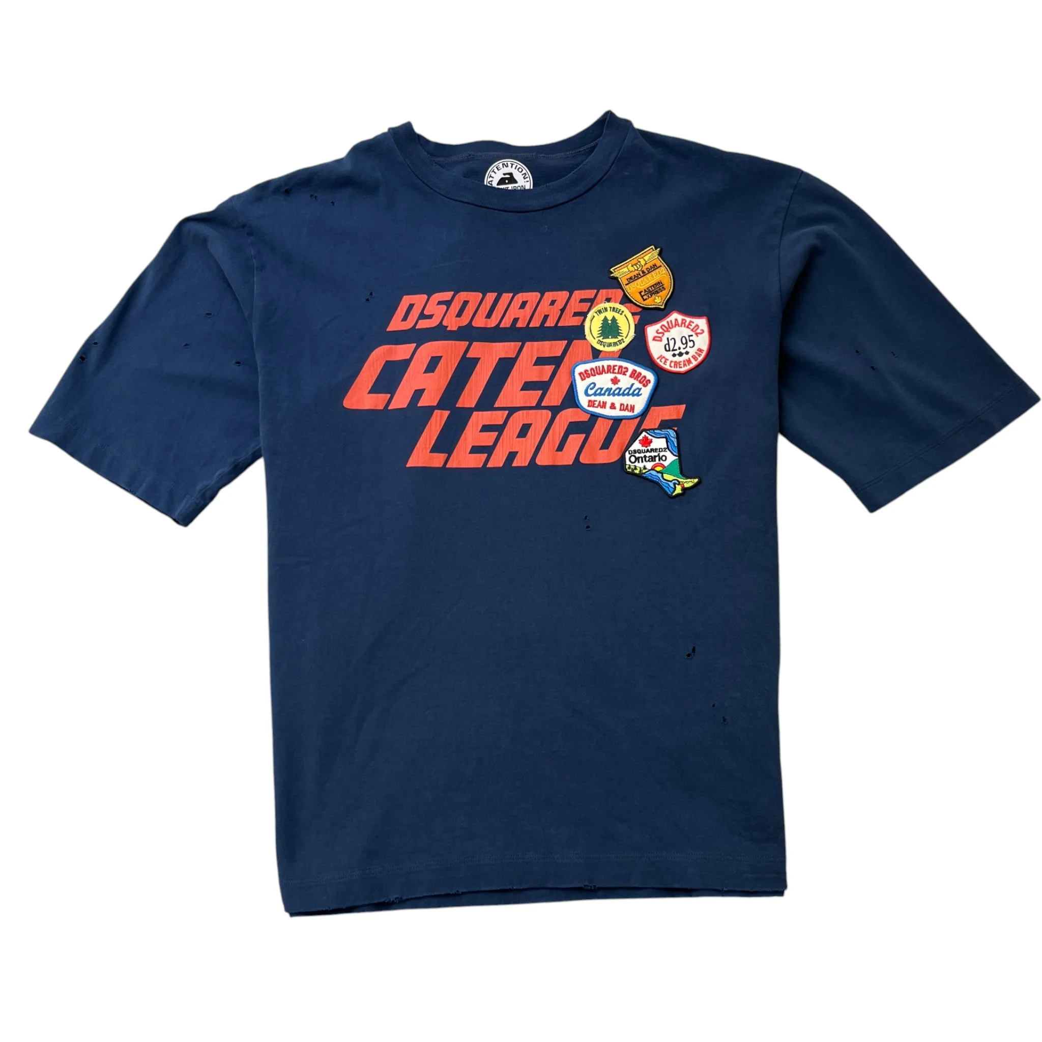Men's Caten League Patches T-Shirt Navy Size M