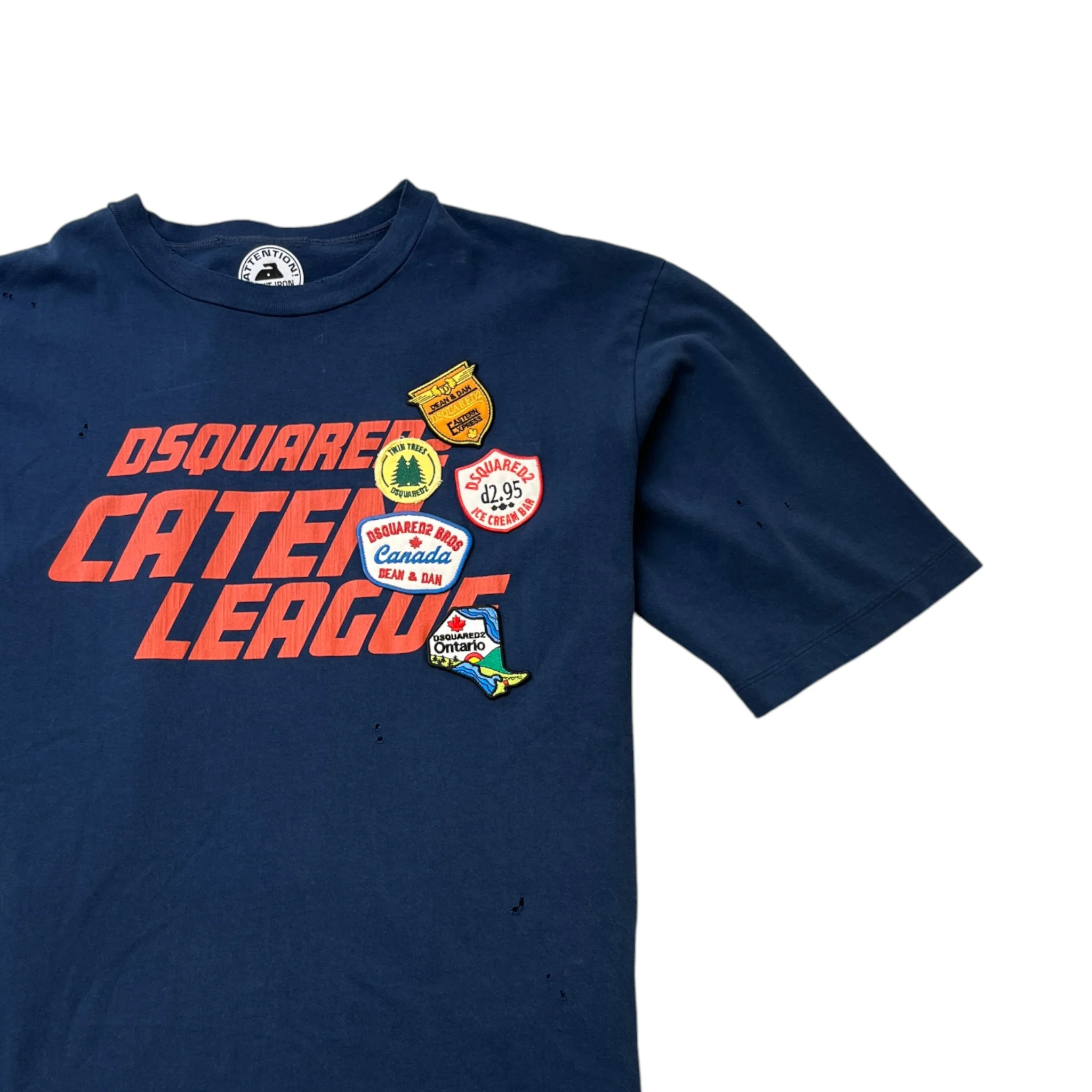 Men's Caten League Patches T-Shirt Navy Size M - Image 3