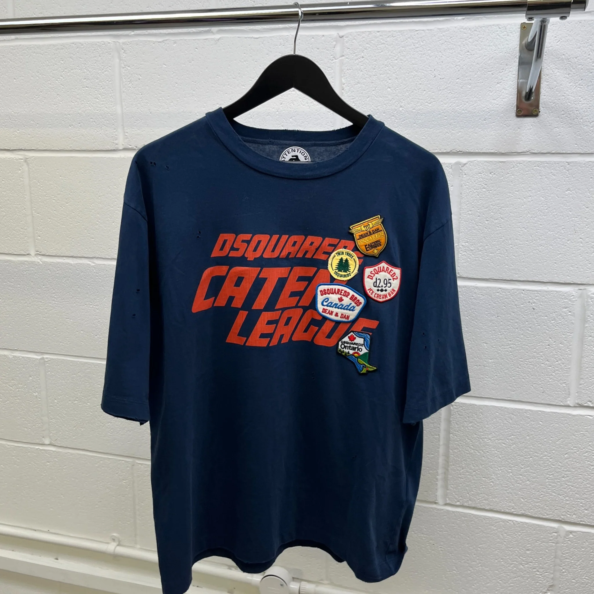 Men's Caten League Patches T-Shirt Navy Size M - Image 8