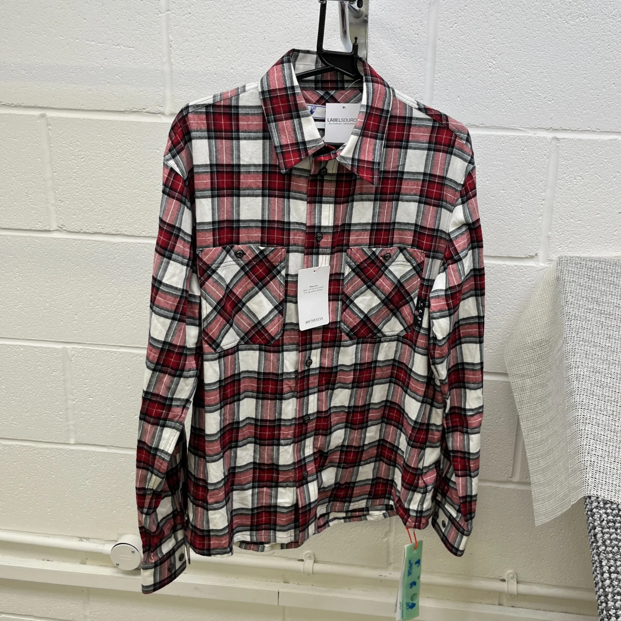 Men's Check Arrow Flannel Long Sleeve Shirt Red Size M - Image 10