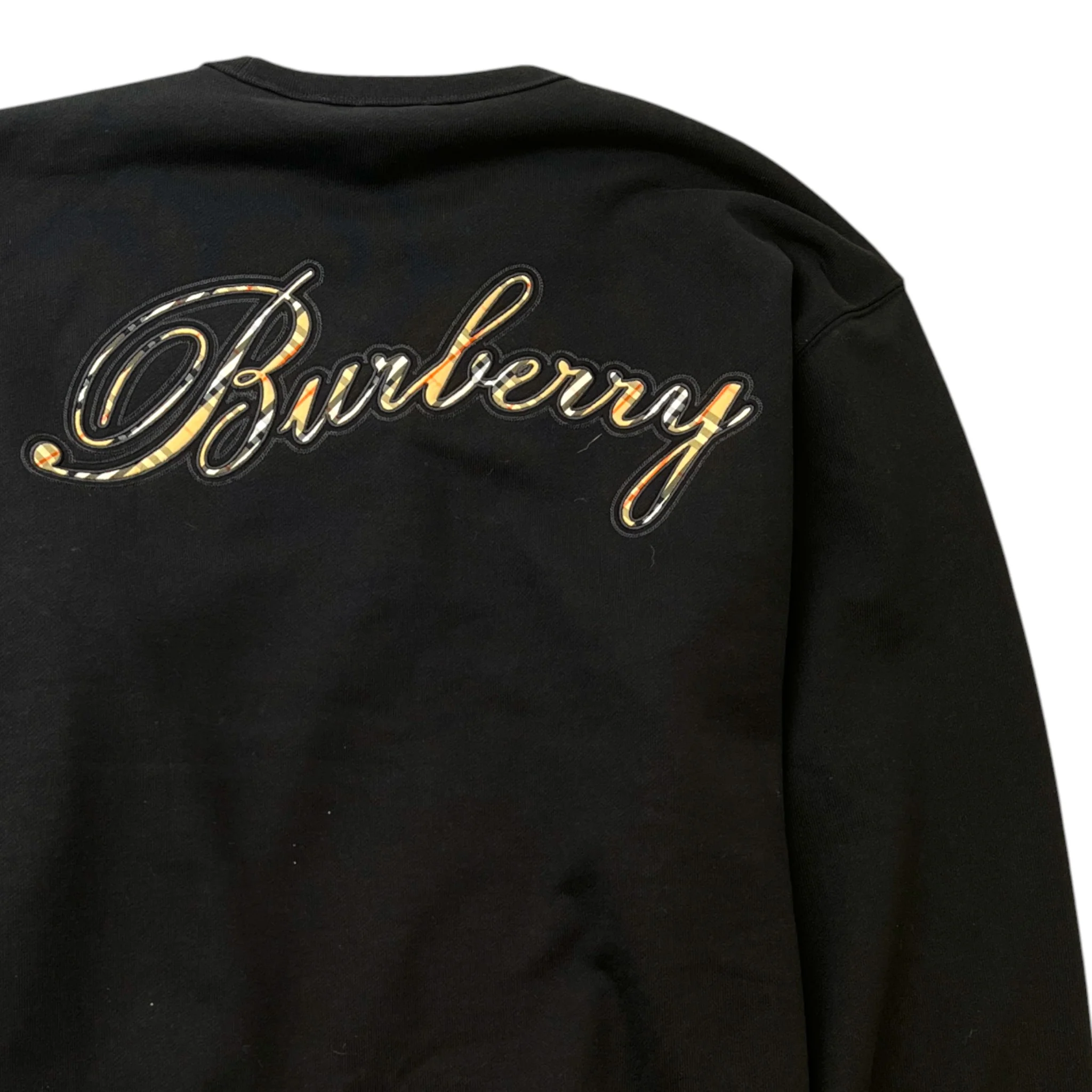 Men's Check Cursive Logo Jumper Black Size XL - Image 4