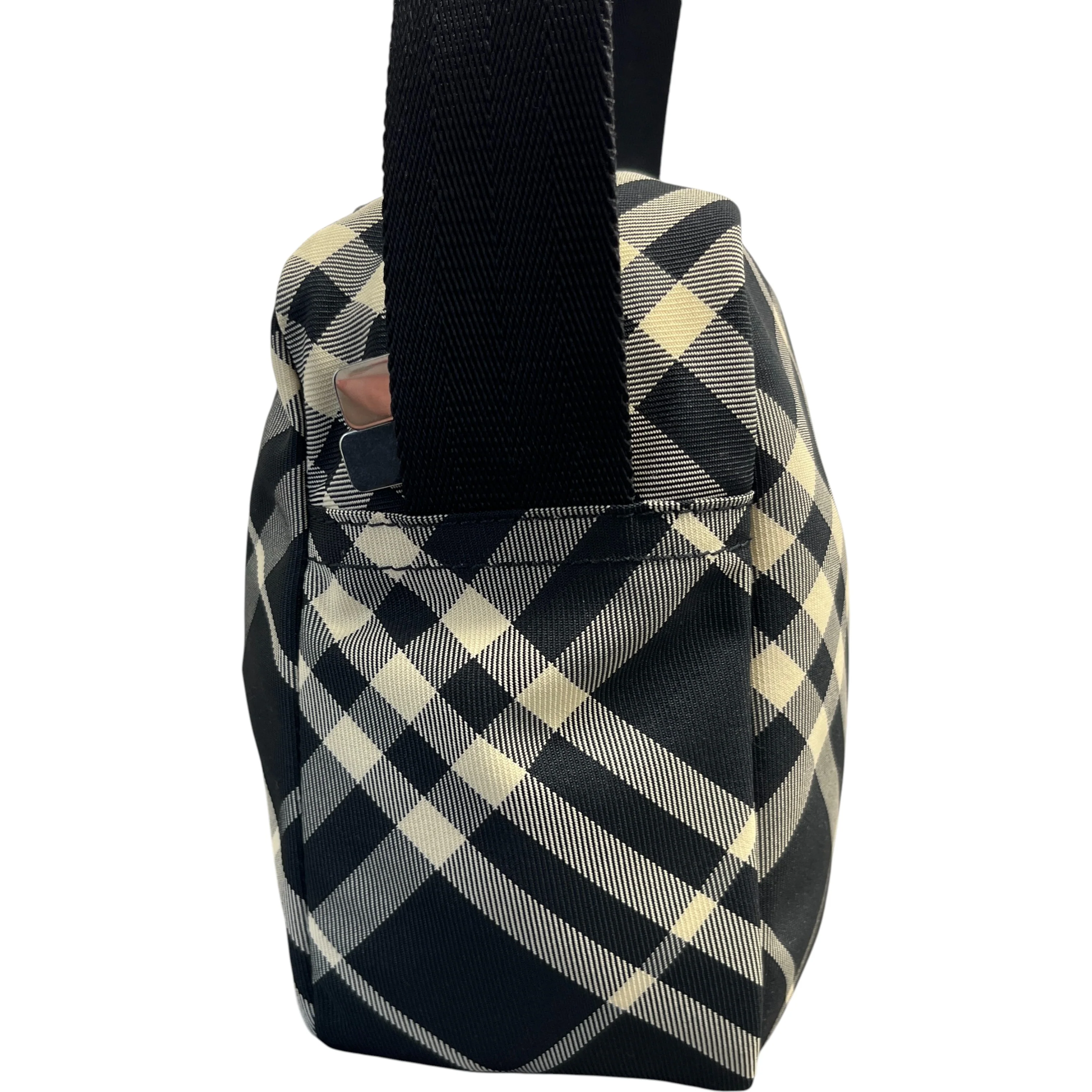 Men's Check Equestrian Logo Messenger Bag Black - Image 7