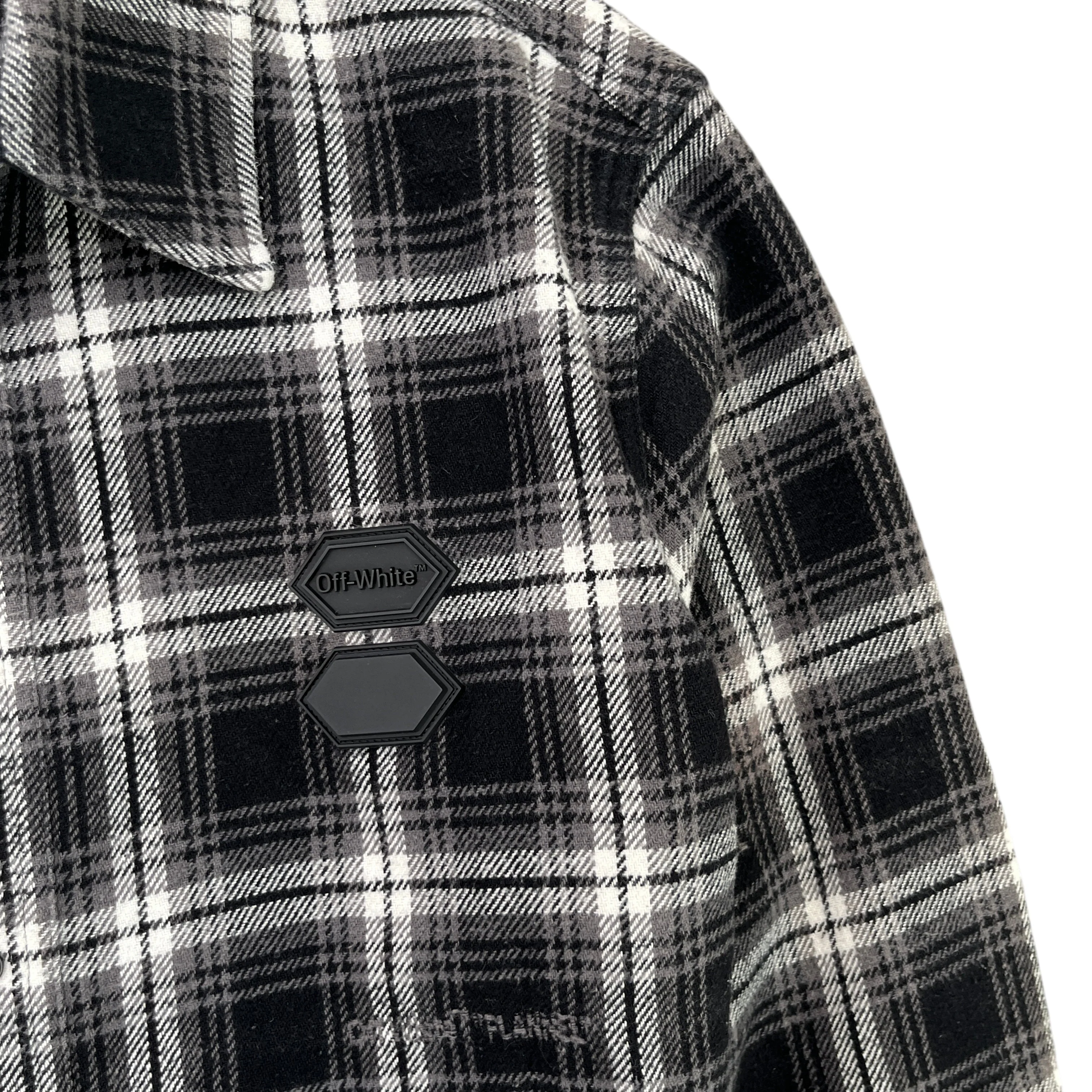 Men's Check Flannel Long Sleeve Shirt Black Size S - Image 5