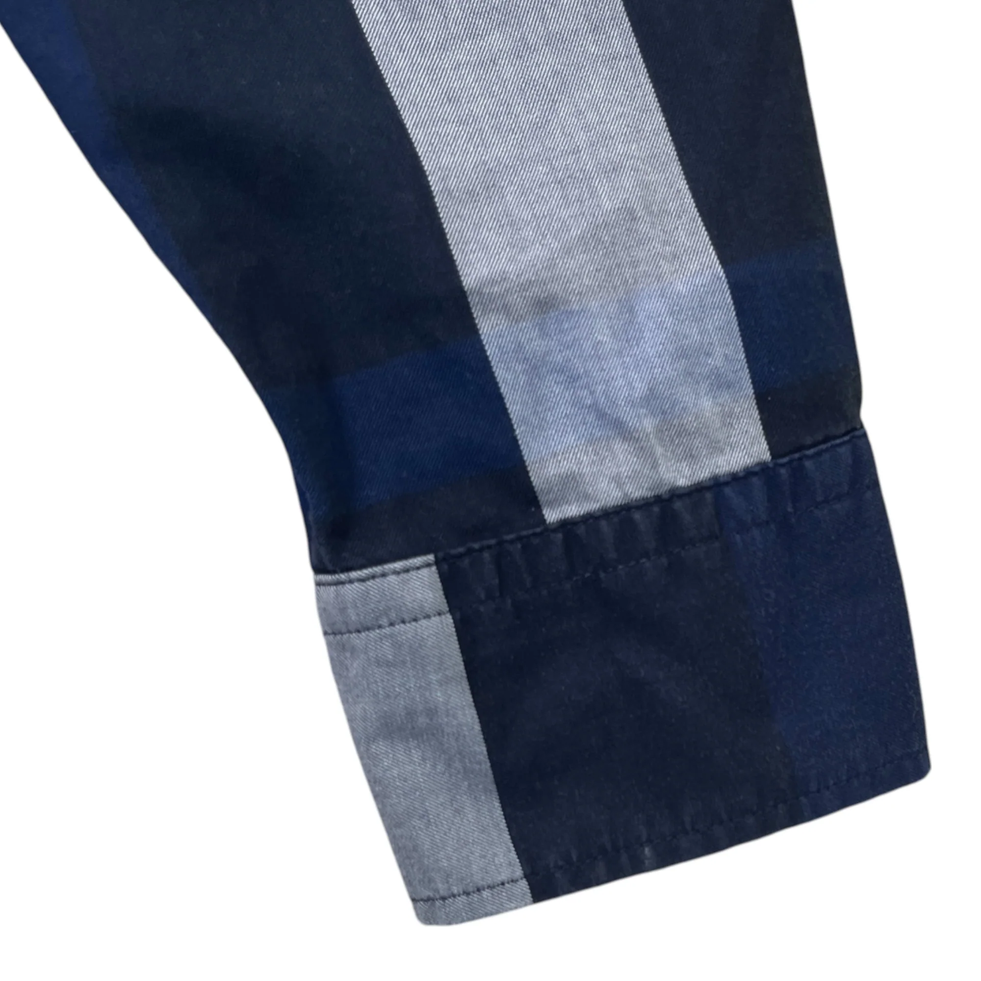 Men's Check Print Long Sleeve Shirt Navy Size S - Image 5