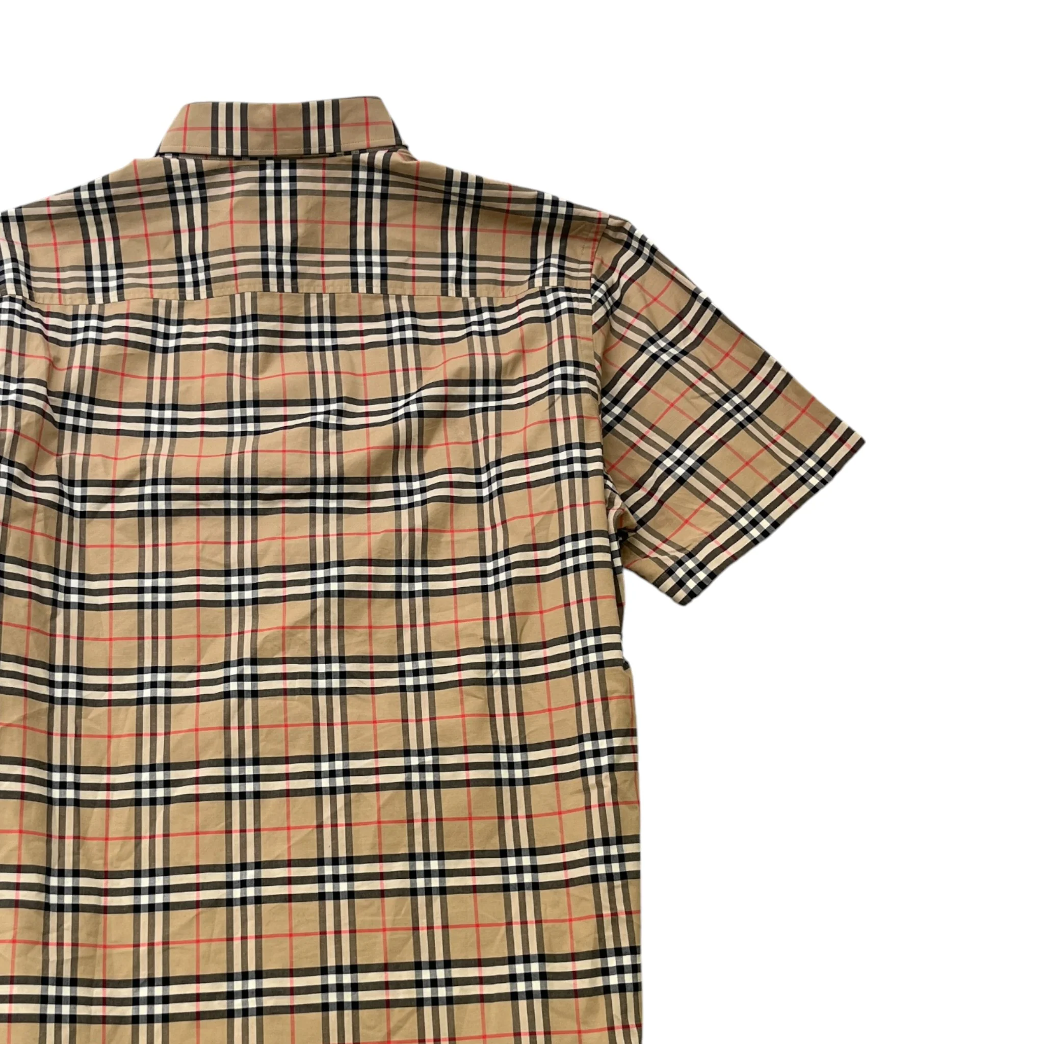 Men's Check Short Sleeve Shirt Brown Size L - Image 4