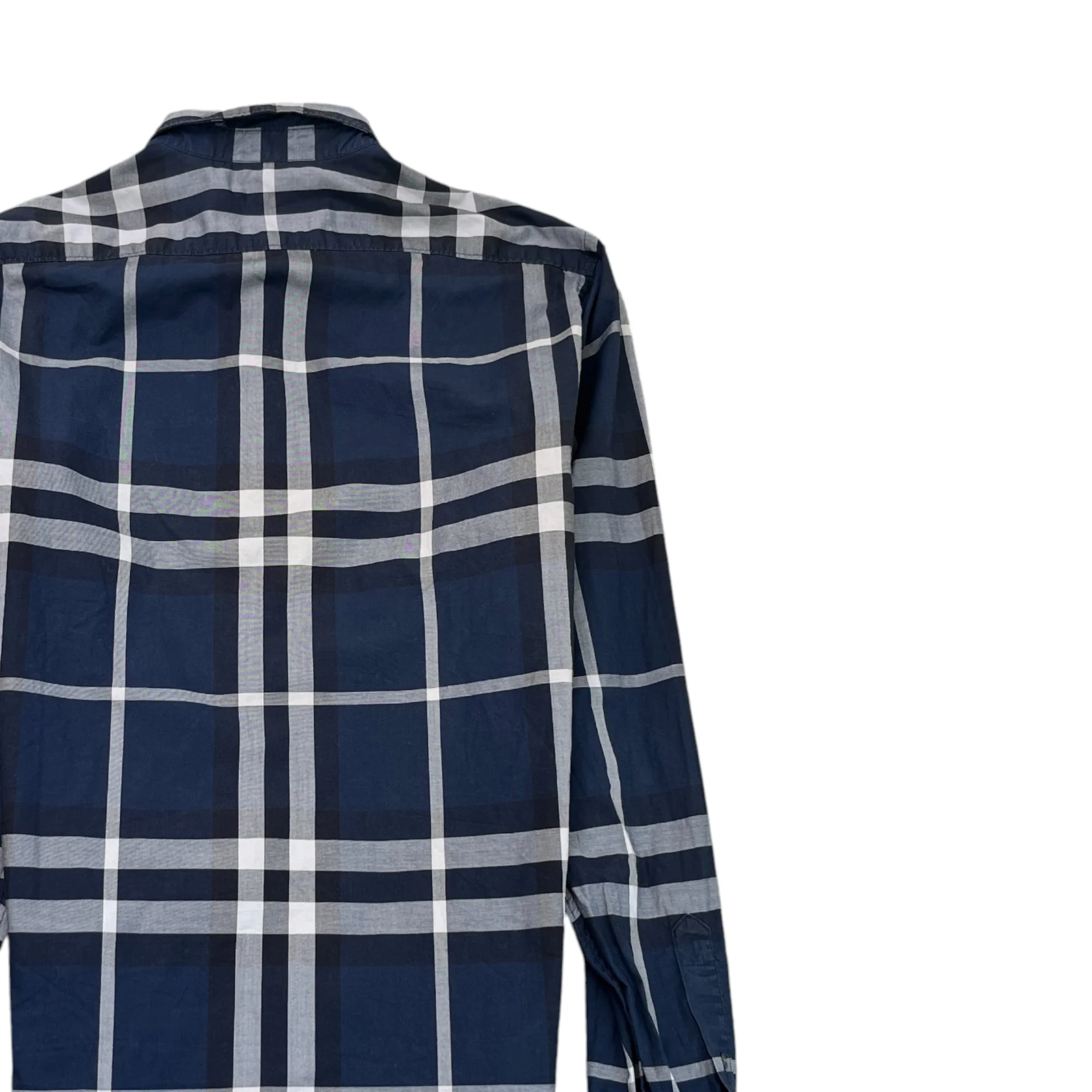 Men's Checked Long Sleeve Shirt Navy Size XS - Image 4