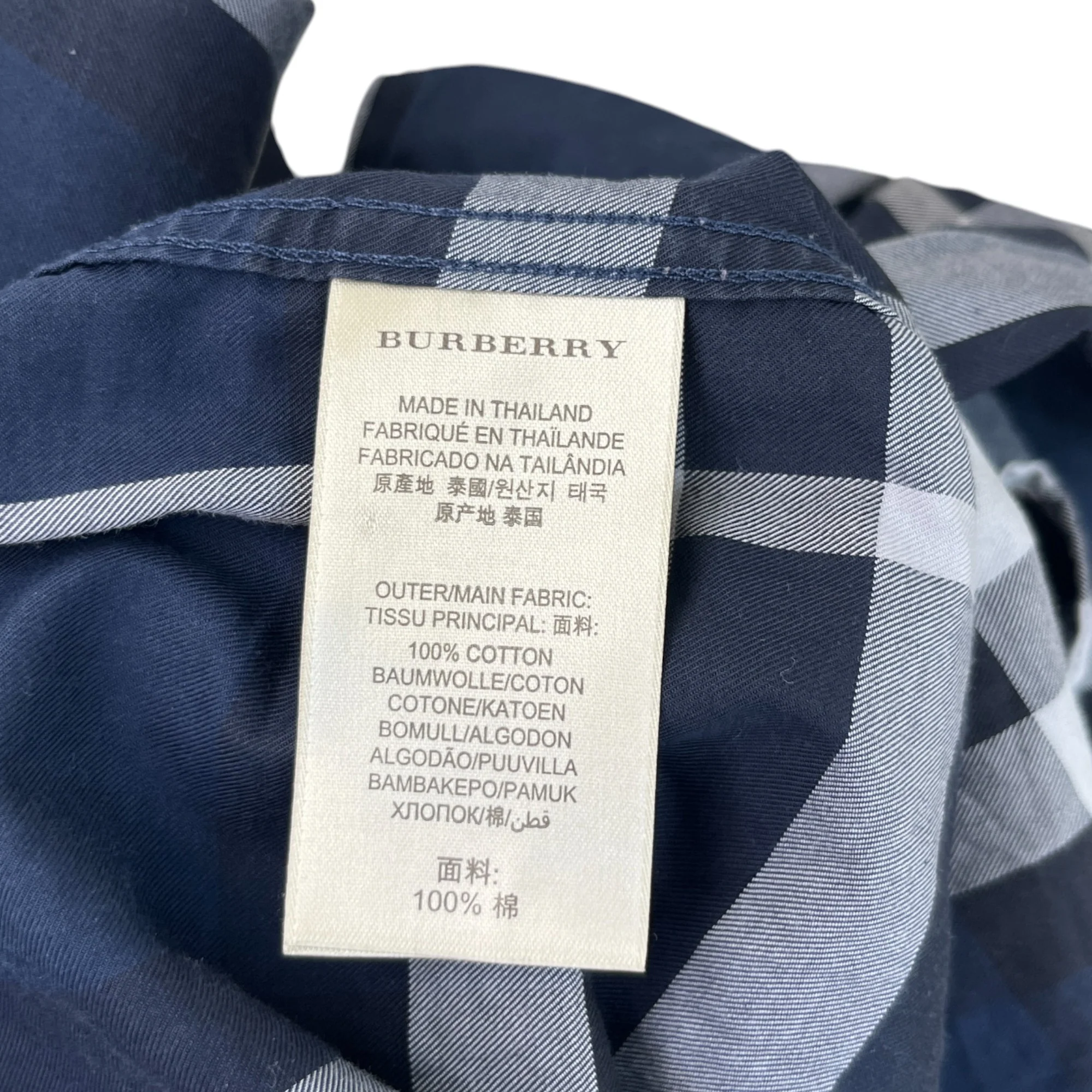 Men's Checked Long Sleeve Shirt Navy Size XS - Image 7