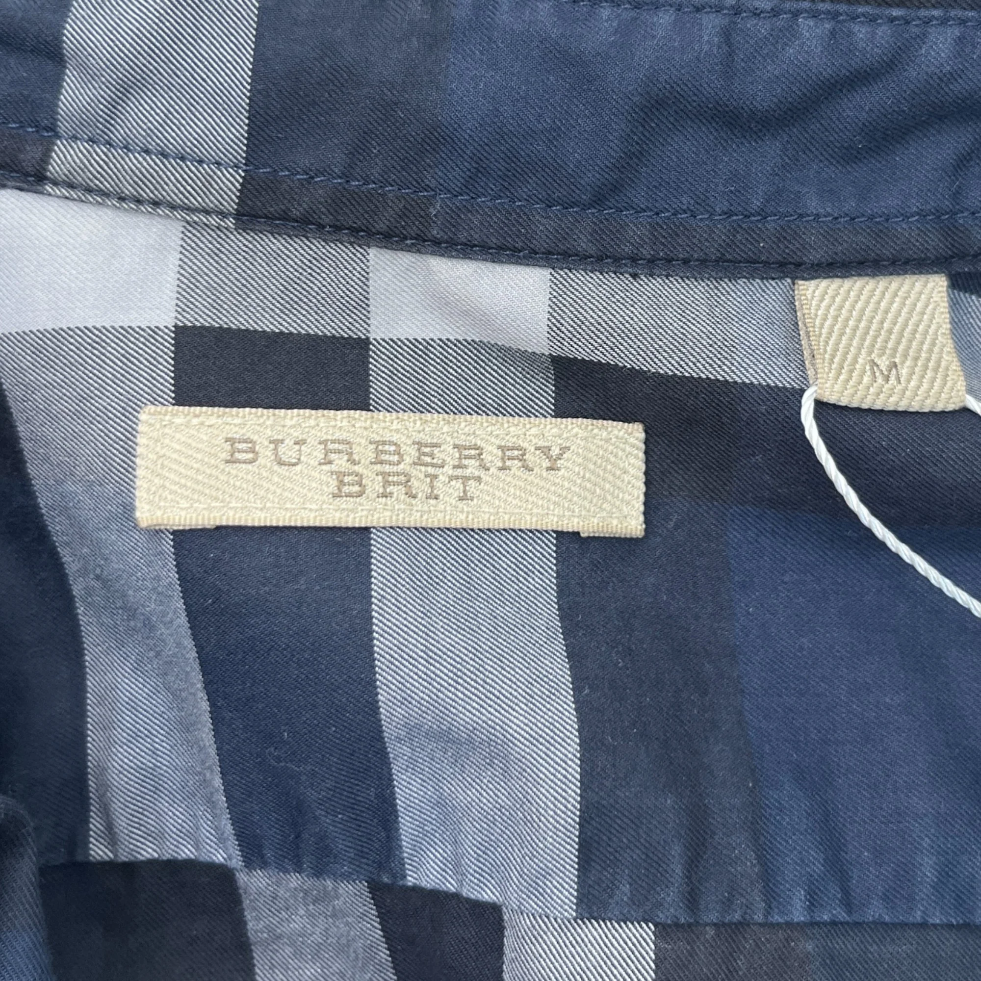 Men's Checked Long Sleeve Shirt Navy Size XS - Image 8