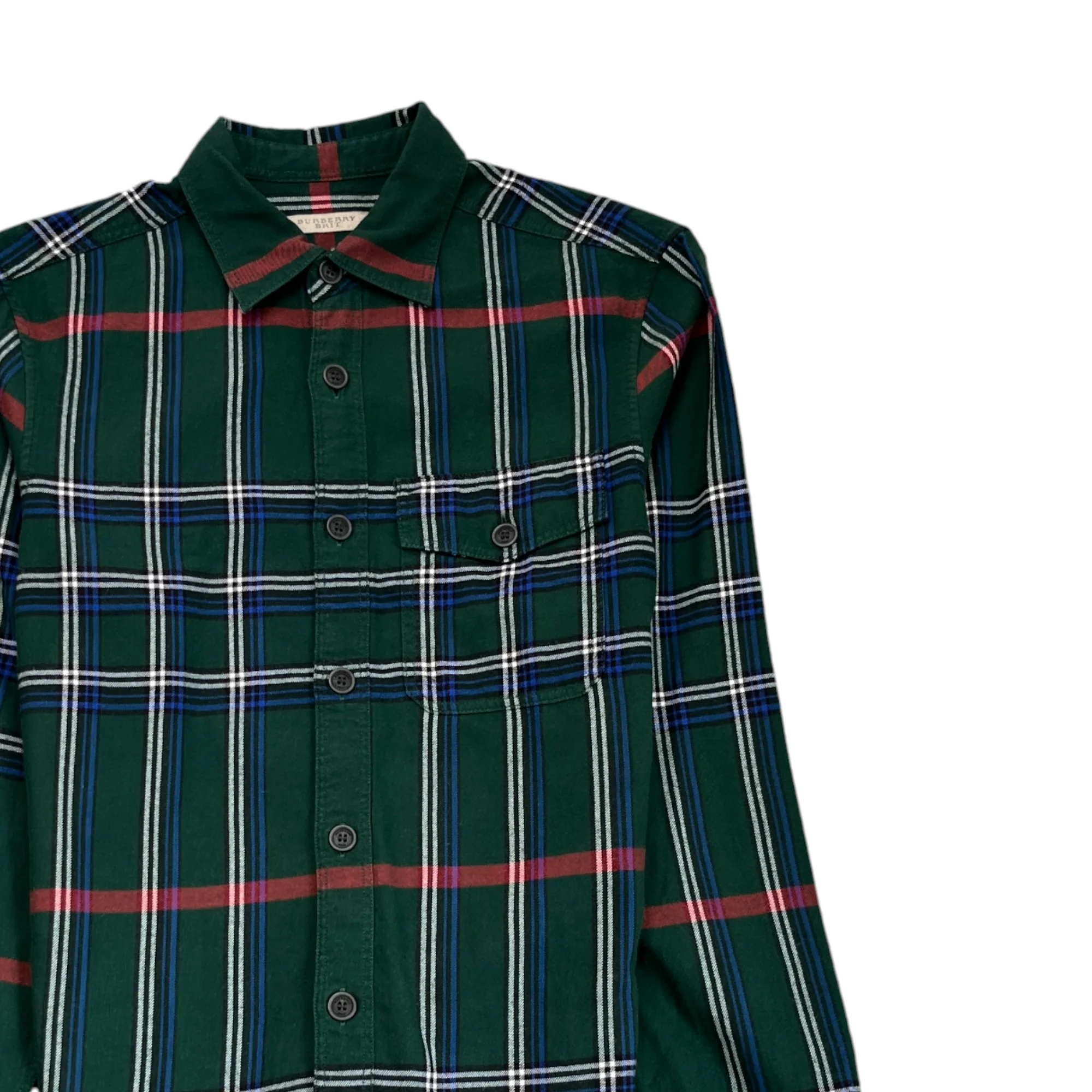 Men's Checkered Long Sleeve Shirt Green Size XS - Image 3