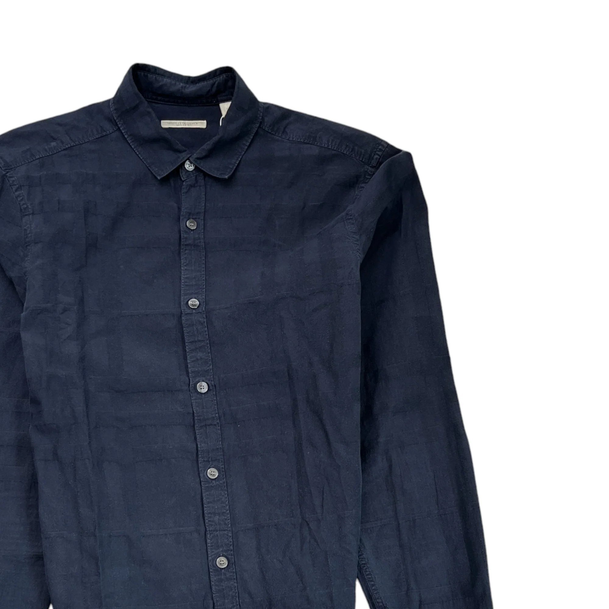 Men's Checkered Long Sleeve Shirt Navy Size S - Image 3