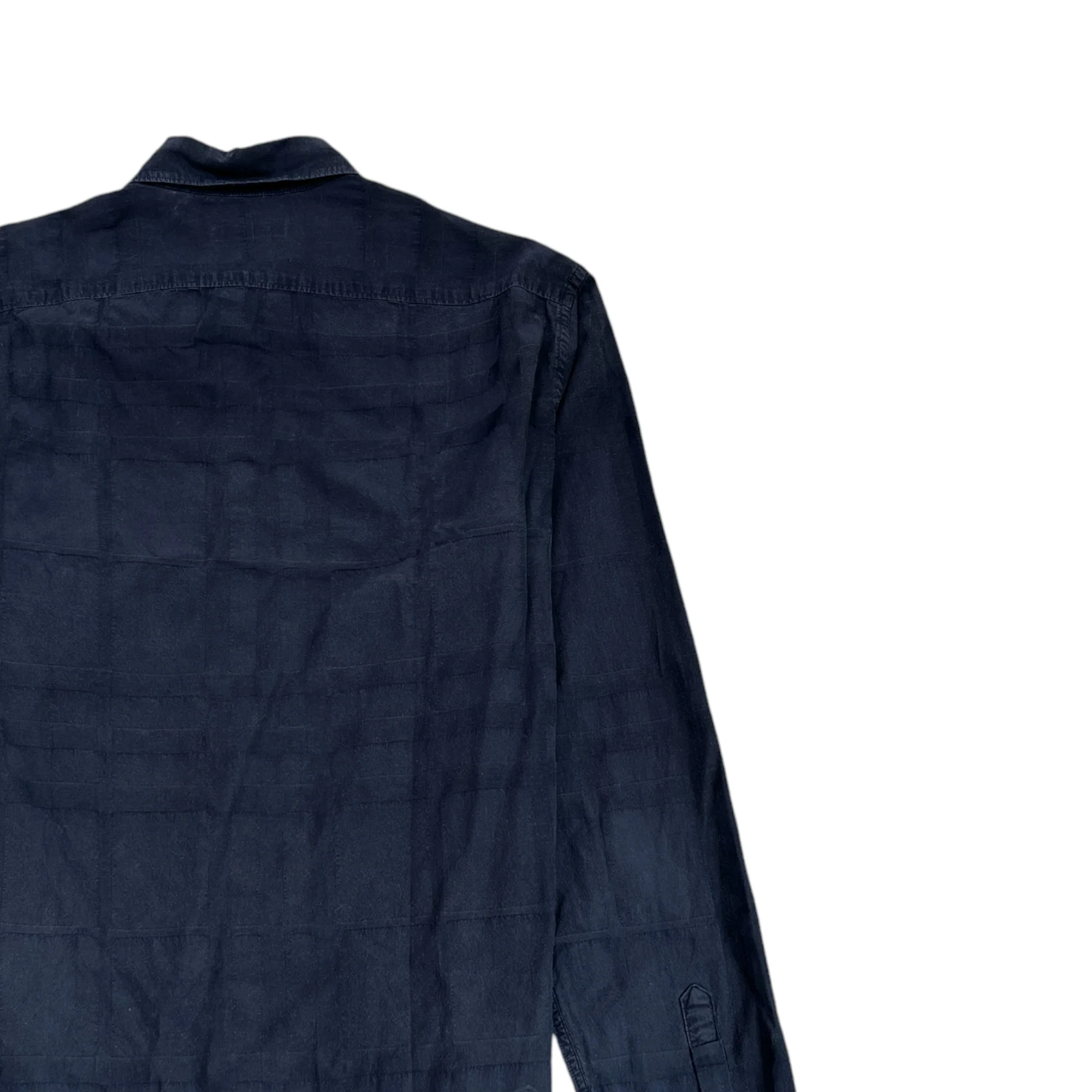 Men's Checkered Long Sleeve Shirt Navy Size S - Image 4