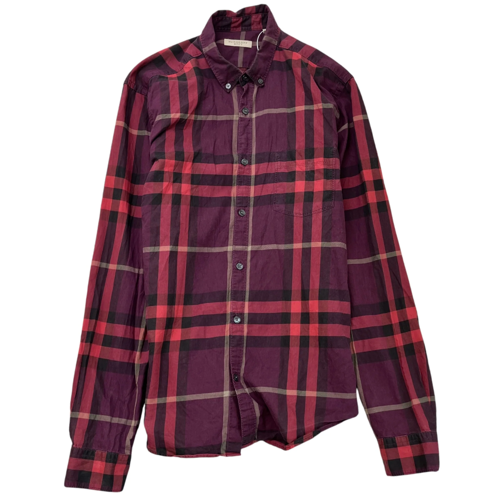 Men's Checkered Shirt Burgundy Size M
