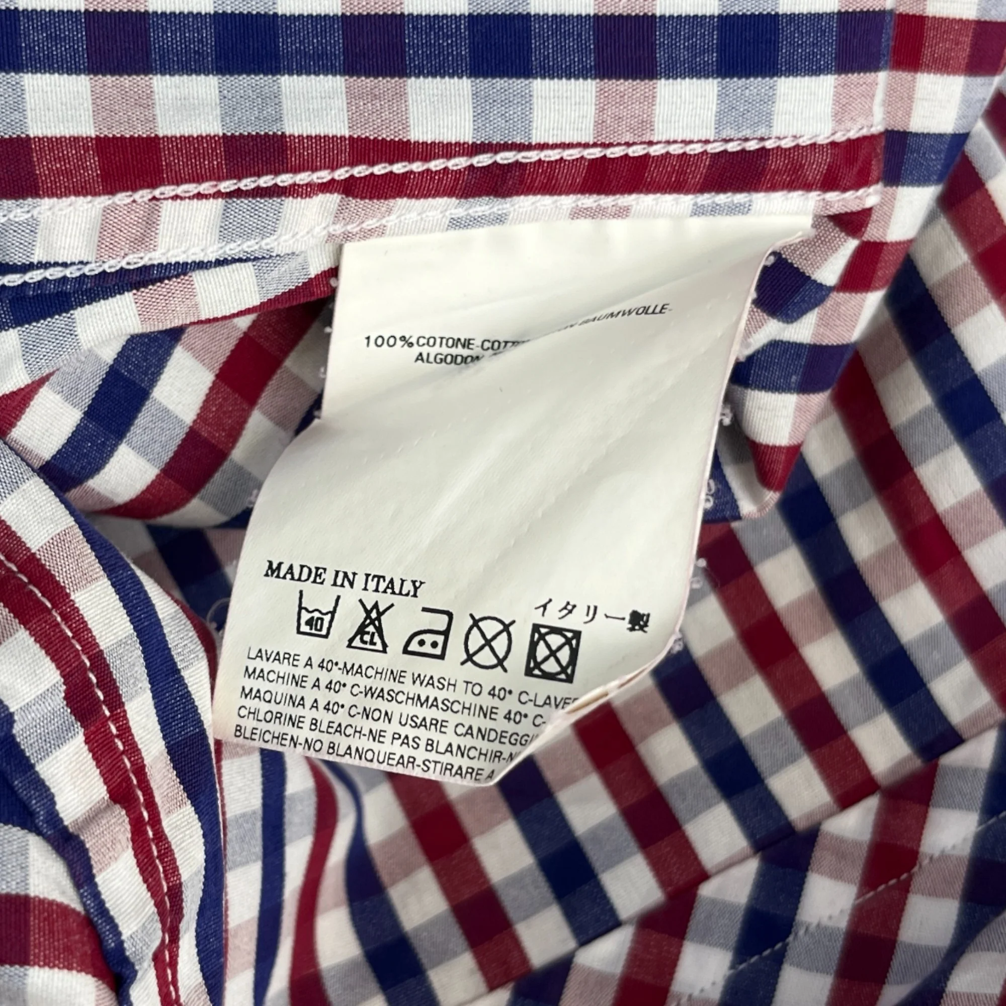 Men's Checkered Shirt Navy Size IT 48 / UK M - Image 7