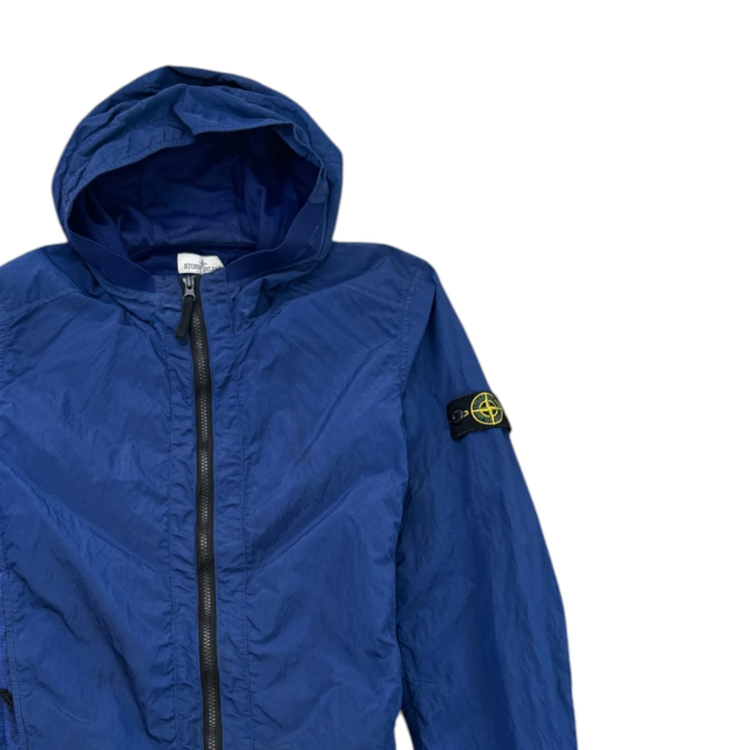 Men's Crinkle Reps Applique Logo Windbreaker Blue Size Age 14 - Image 3