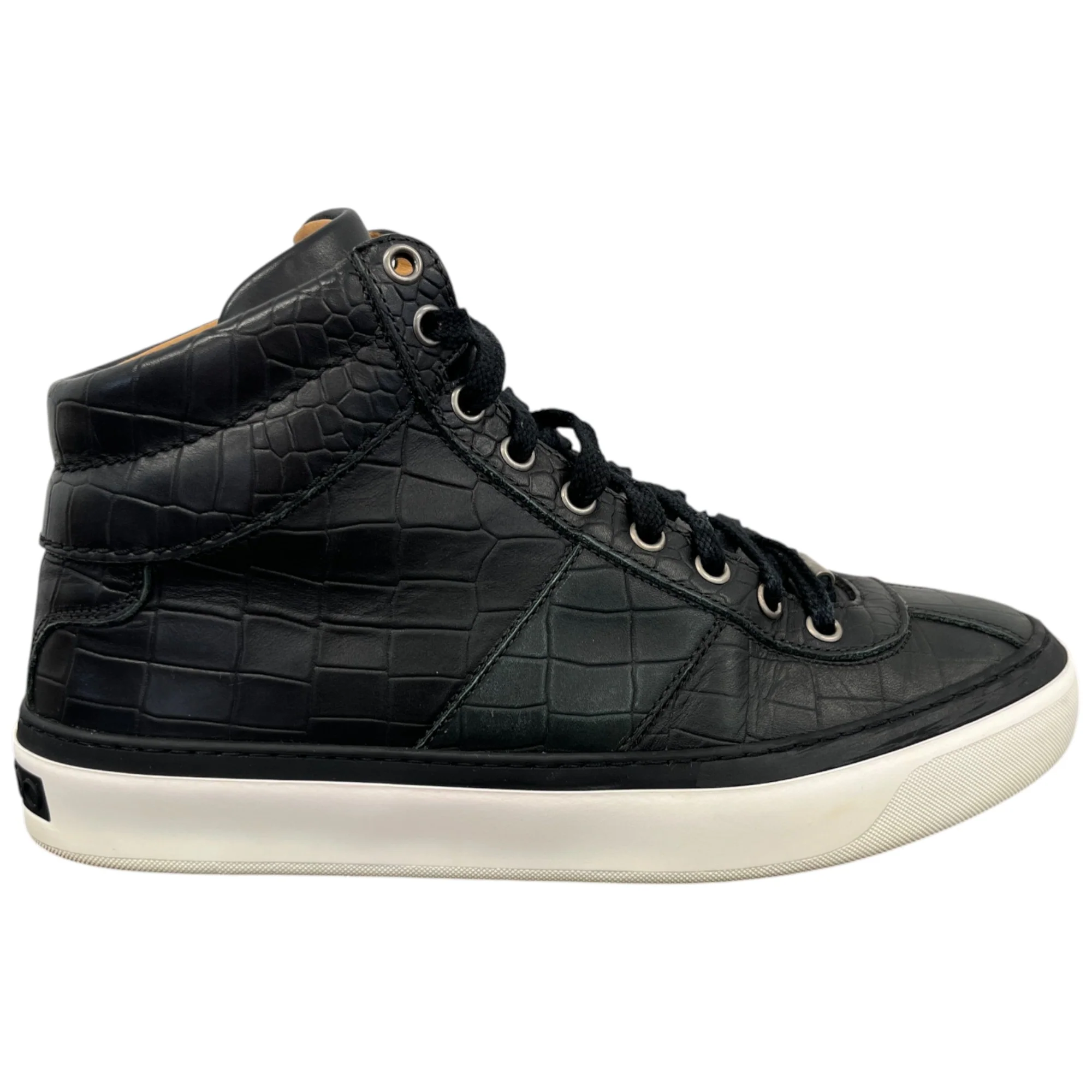 Men's Croc Embossed High Trainers Black Size EU 40 / UK 6