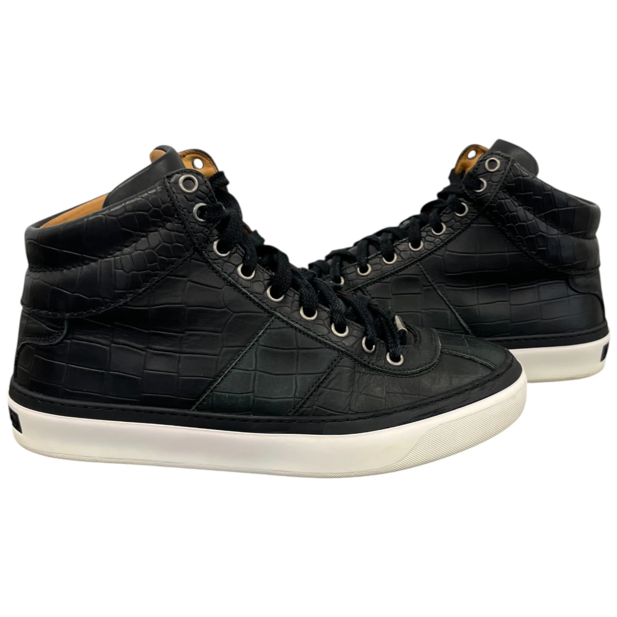 Men's Croc Embossed High Trainers Black Size EU 40 / UK 6 - Image 3