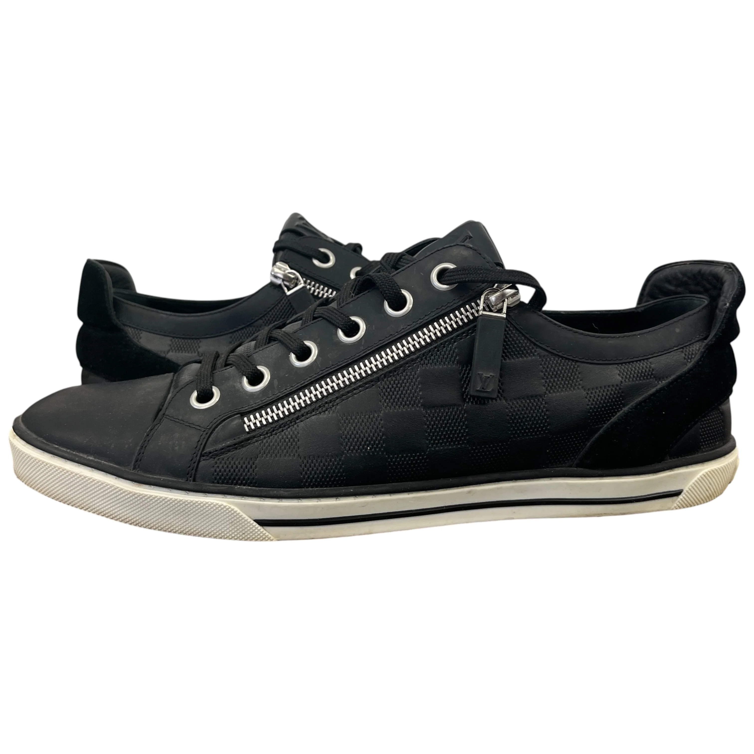 Men's Damier Challenge Zip Up Low Trainers Black Size EU 42.5 / UK 8.5 - Image 3