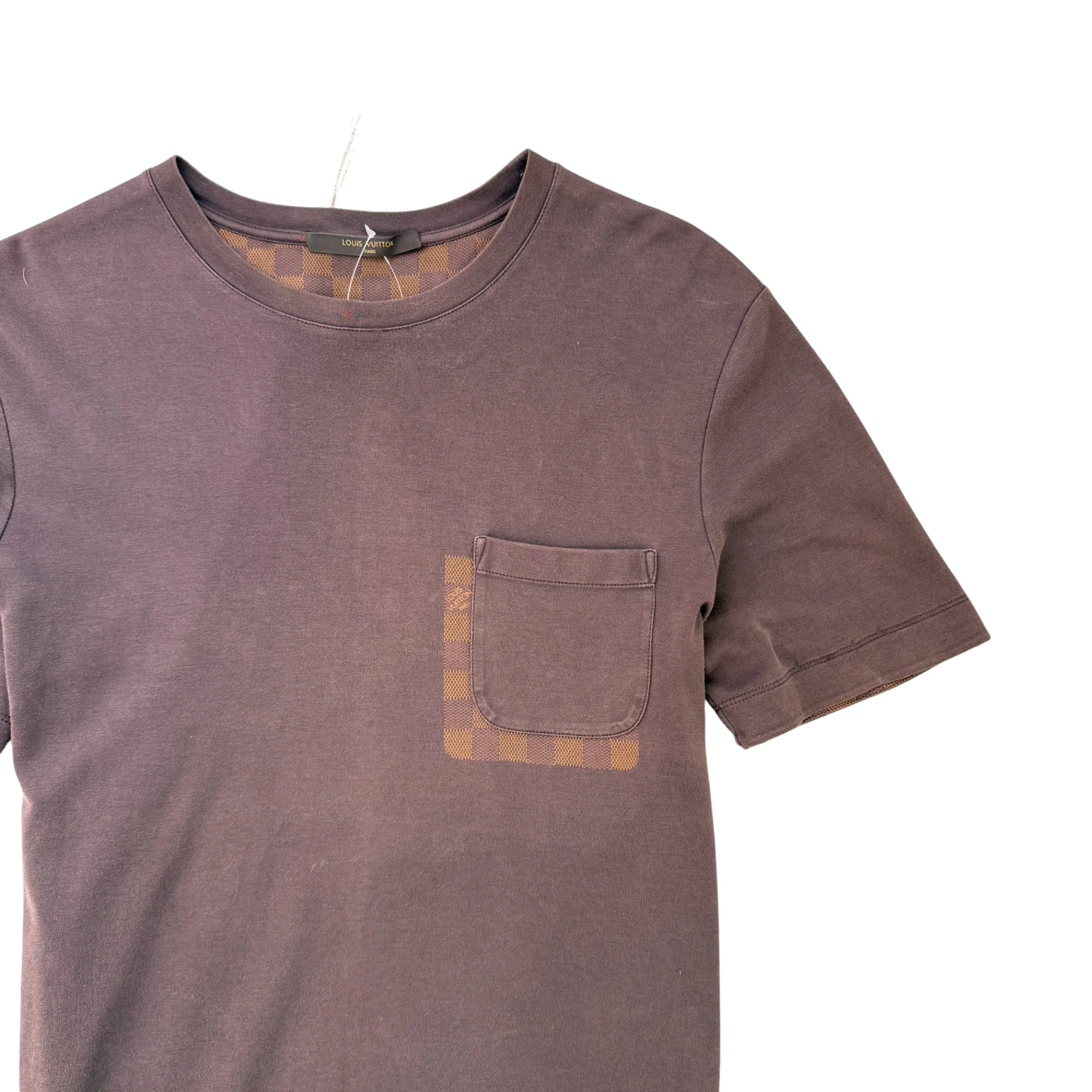 Men's Damier Pocket T-Shirt Brown Size M - Image 3