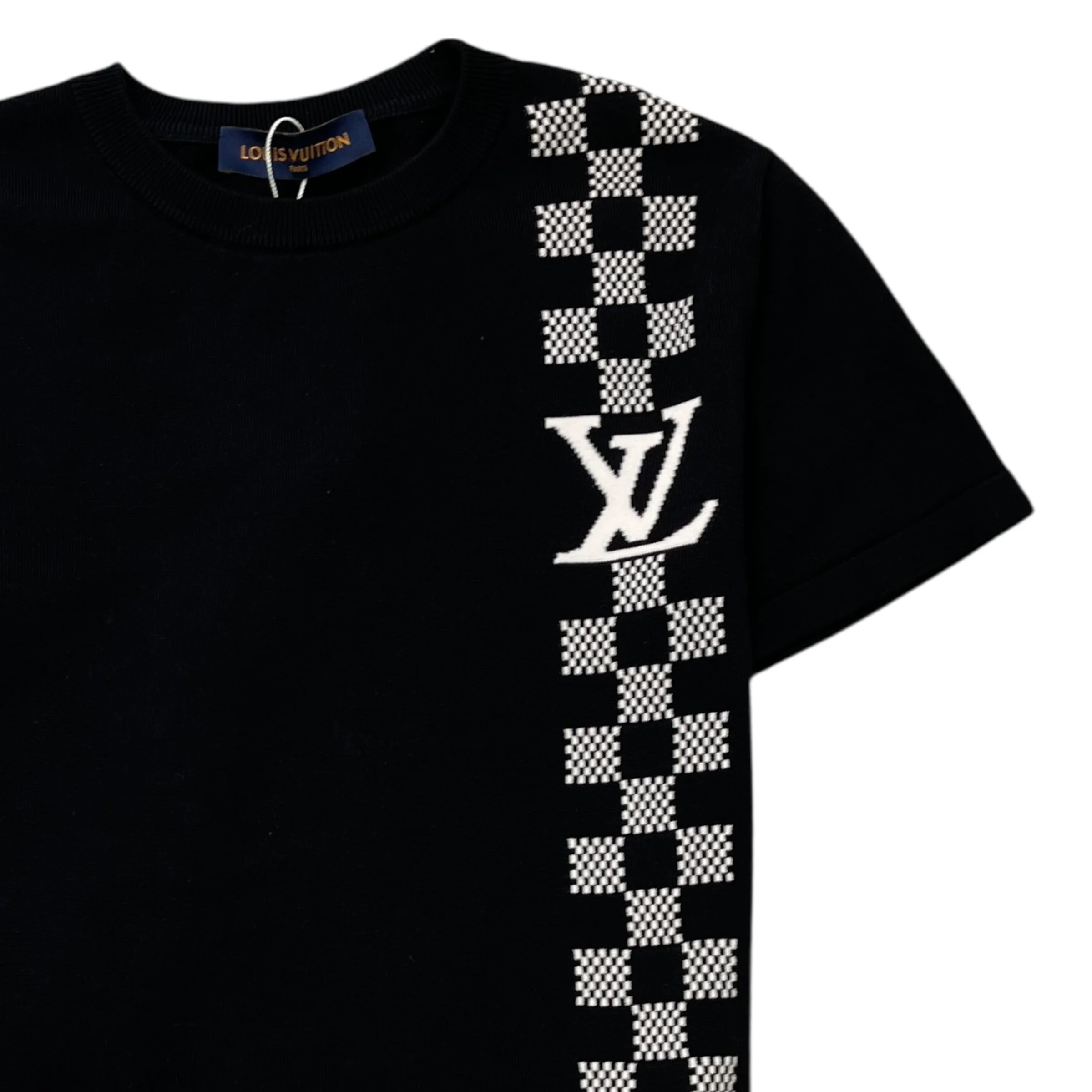 Men's Damier Stripe Jacquard T-Shirt Black Size XS - Image 3