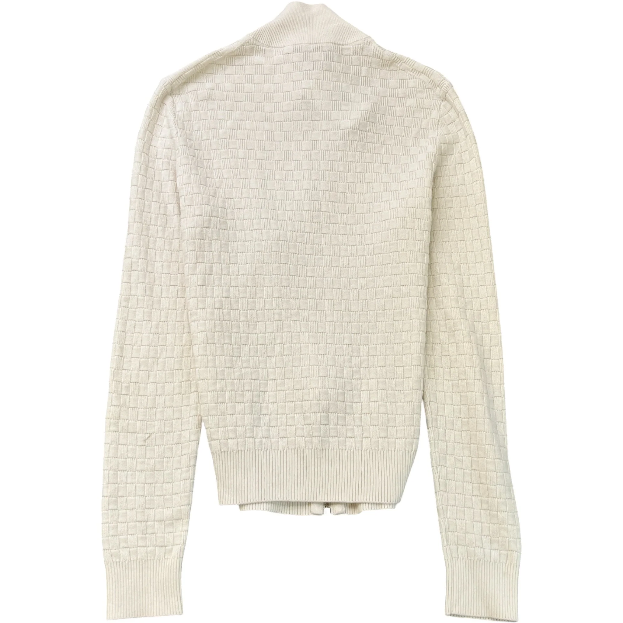 Men's Damier Zip-Up Cardigan Cream Size S - Image 2