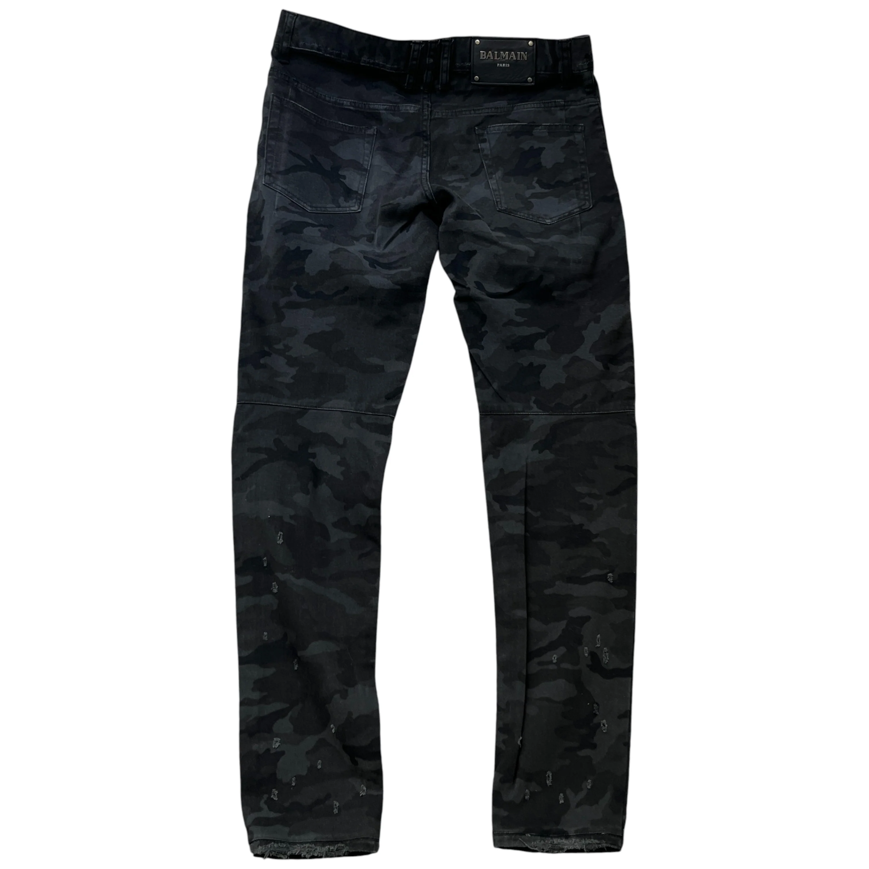 Men's Distressed Camo Print Jeans Black Size Waist 30" - Image 2