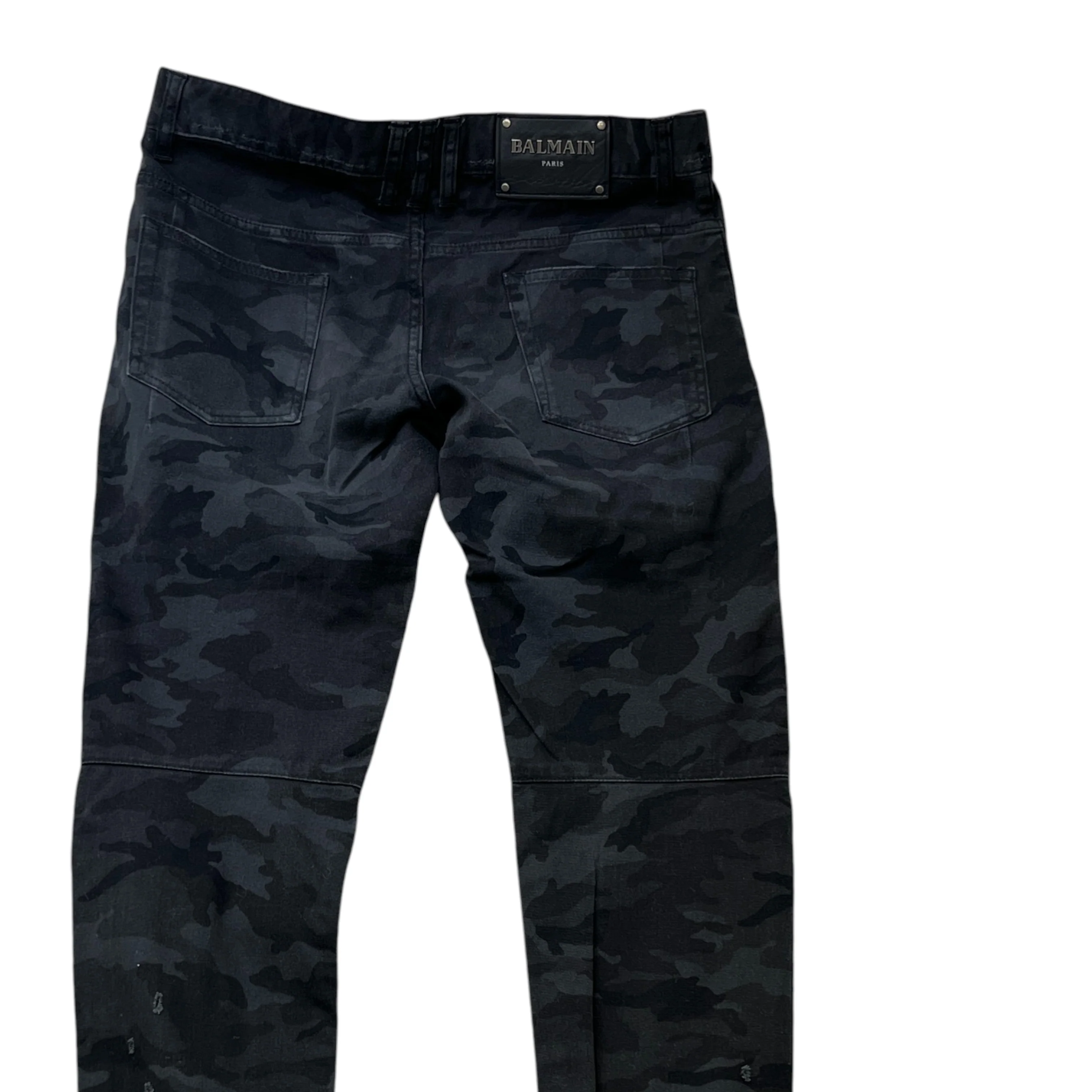 Men's Distressed Camo Print Jeans Black Size Waist 30" - Image 4