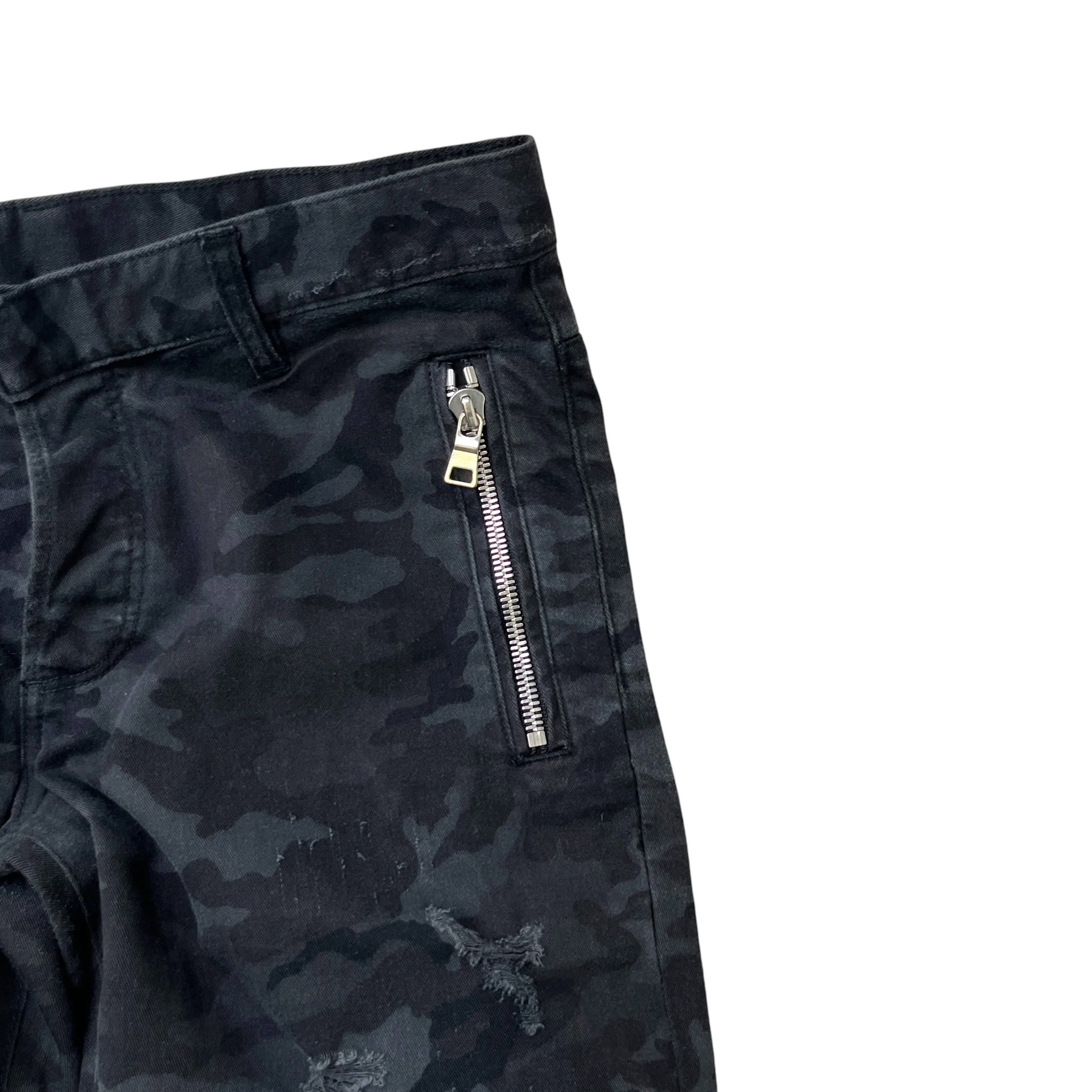 Men's Distressed Camo Print Jeans Black Size Waist 30" - Image 5