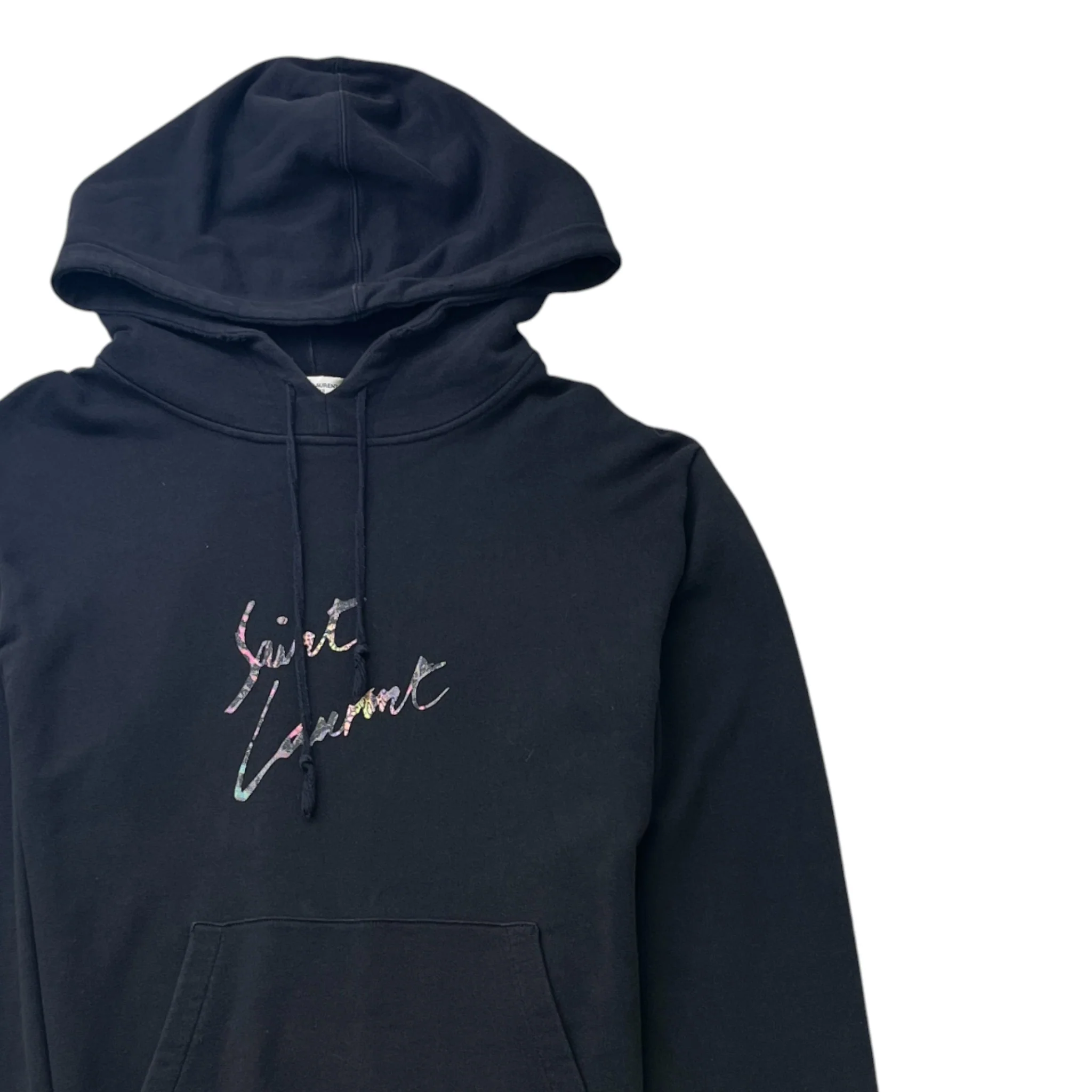 Men's Distressed Hoodie Black Size L - Image 3
