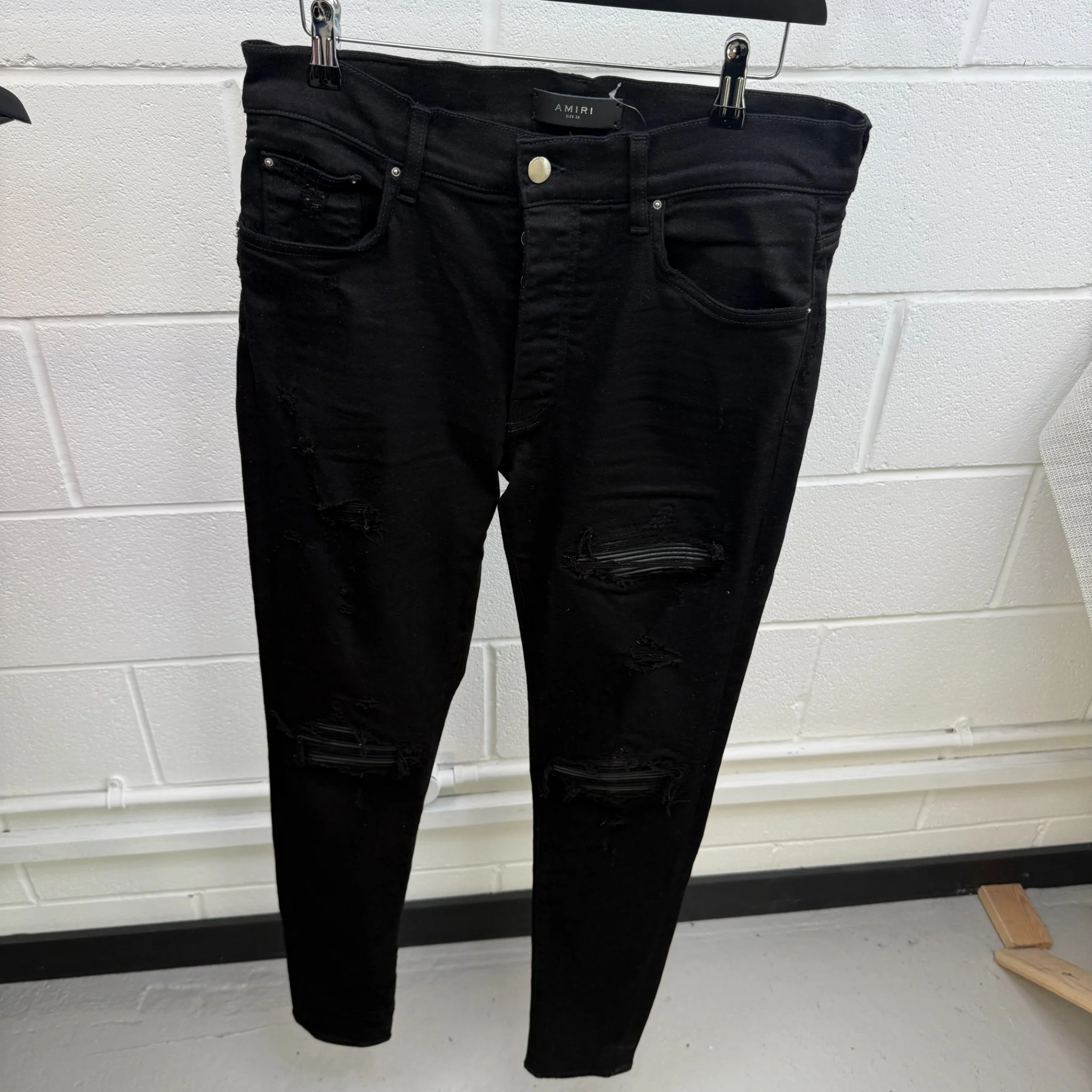 Men's Distressed Jeans Black Size Waist 34" - Image 7