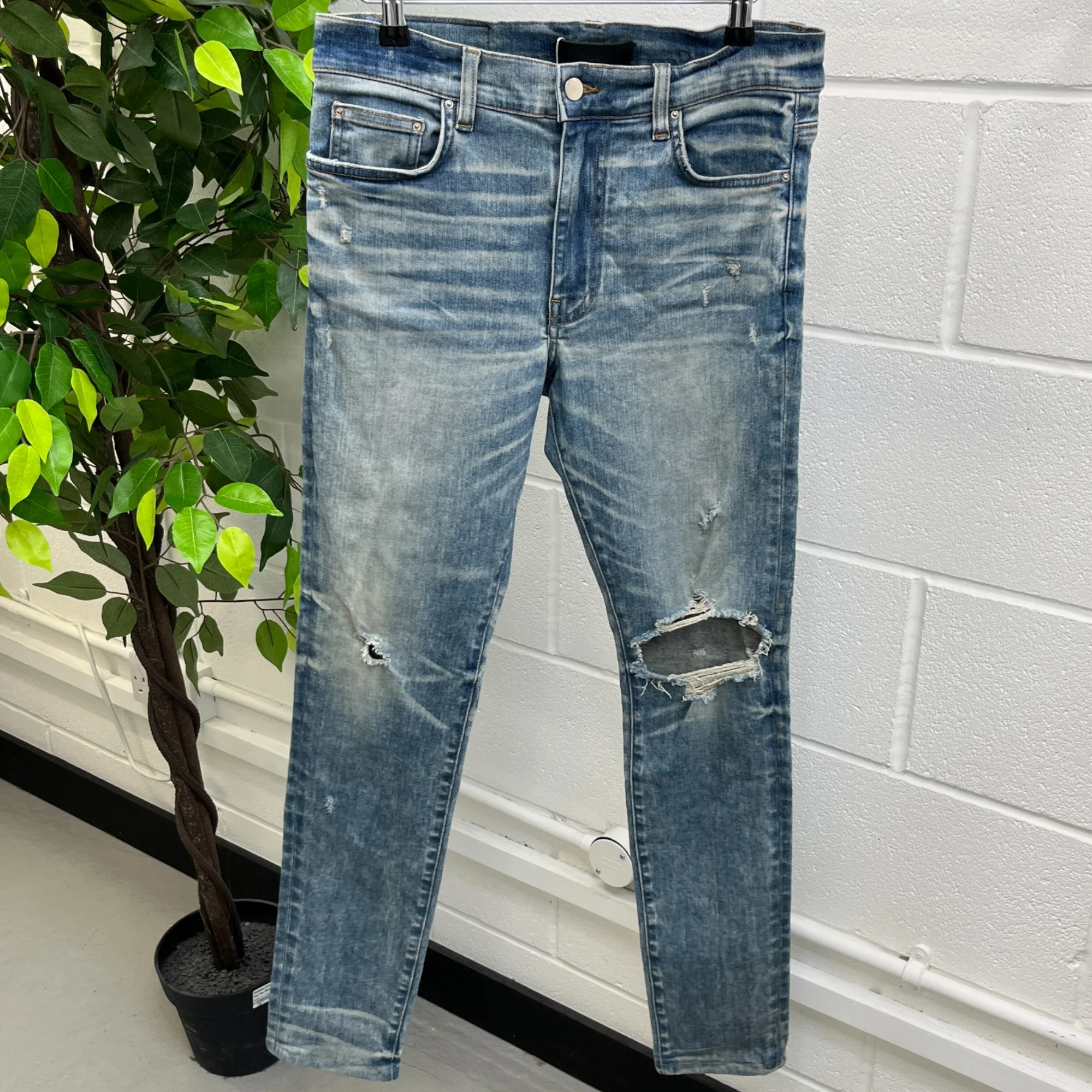 Men's Distressed Jeans Blue Size Waist 32" - Image 9