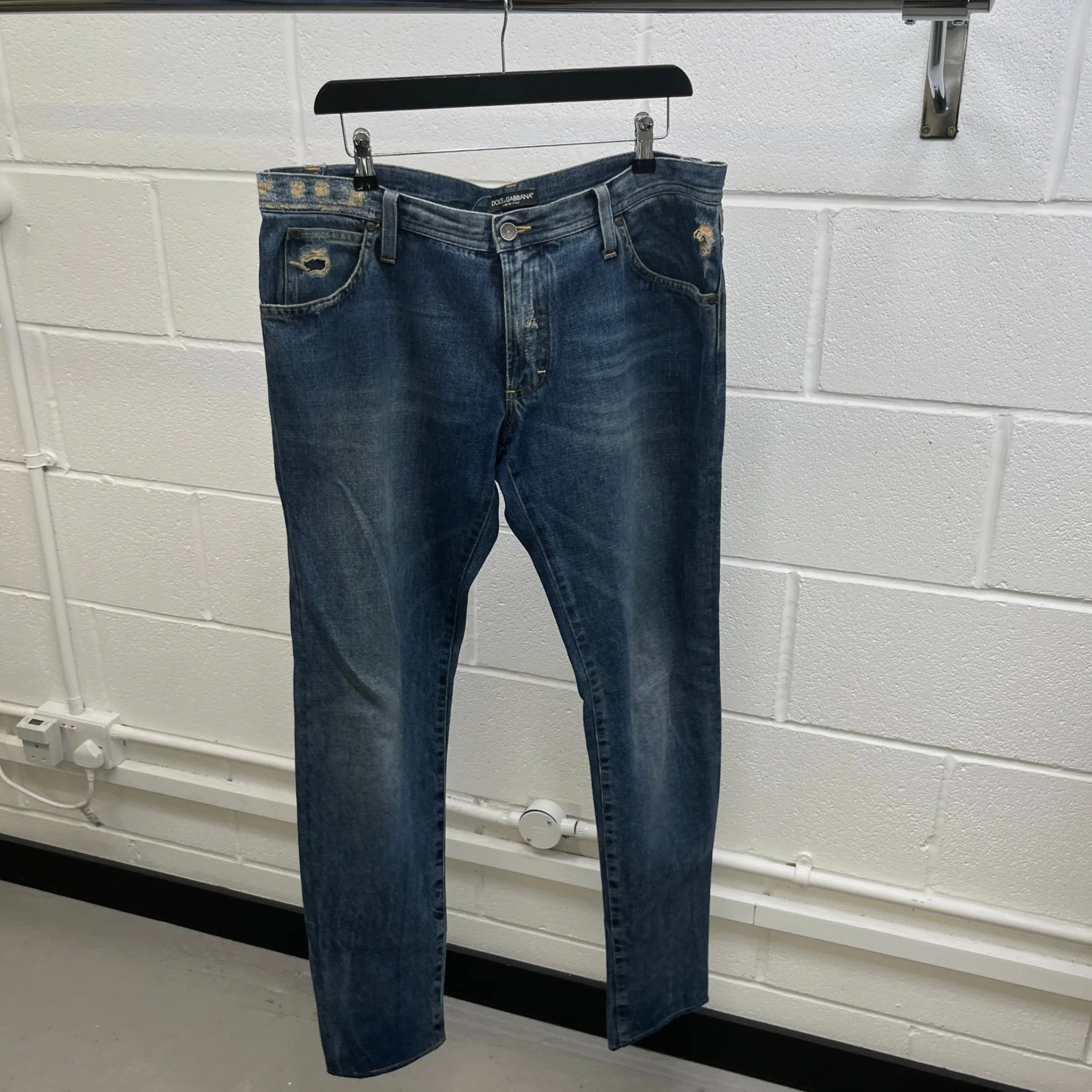 Men's Distressed Logo Pocket Jeans Blue Size IT 52 / UK 36 - Image 8